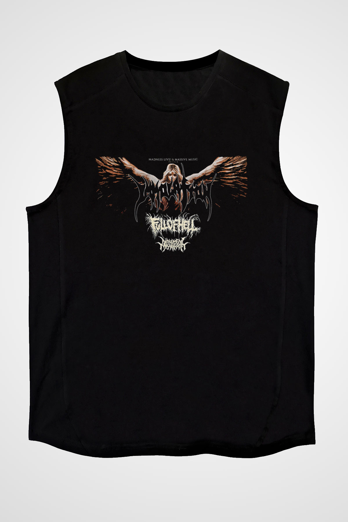 Immolation Baskılı Unisex Siyah Kolsuz Tişört - Tshirt