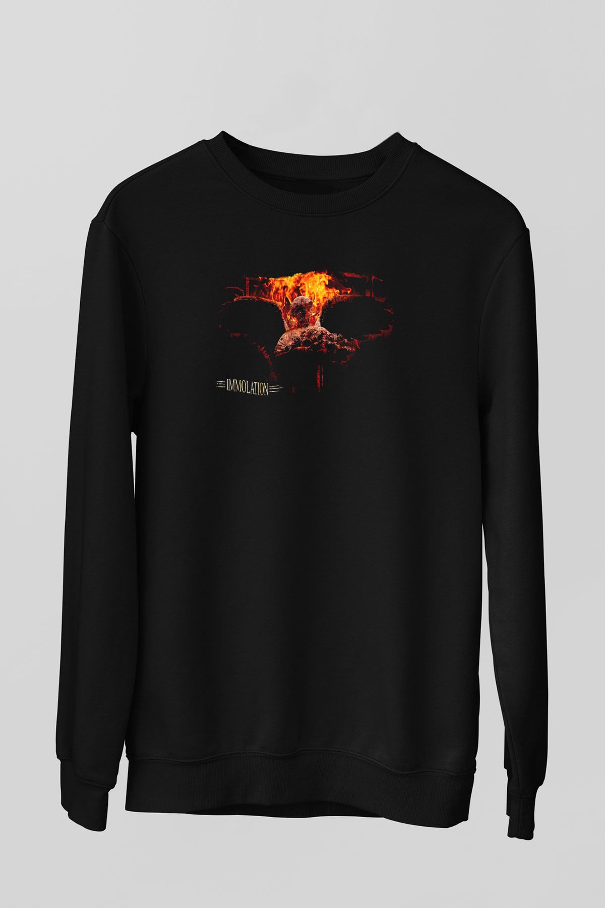 Immolation Baskılı Unisex Siyah Sweatshirt