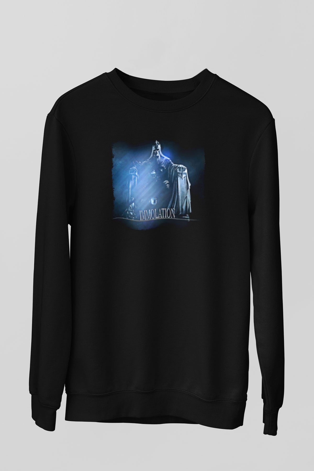 Immolation Baskılı Unisex Siyah Sweatshirt