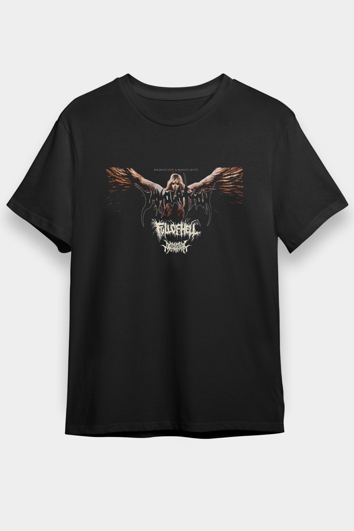Immolation Baskılı Unisex Siyah Tişört - Tshirt