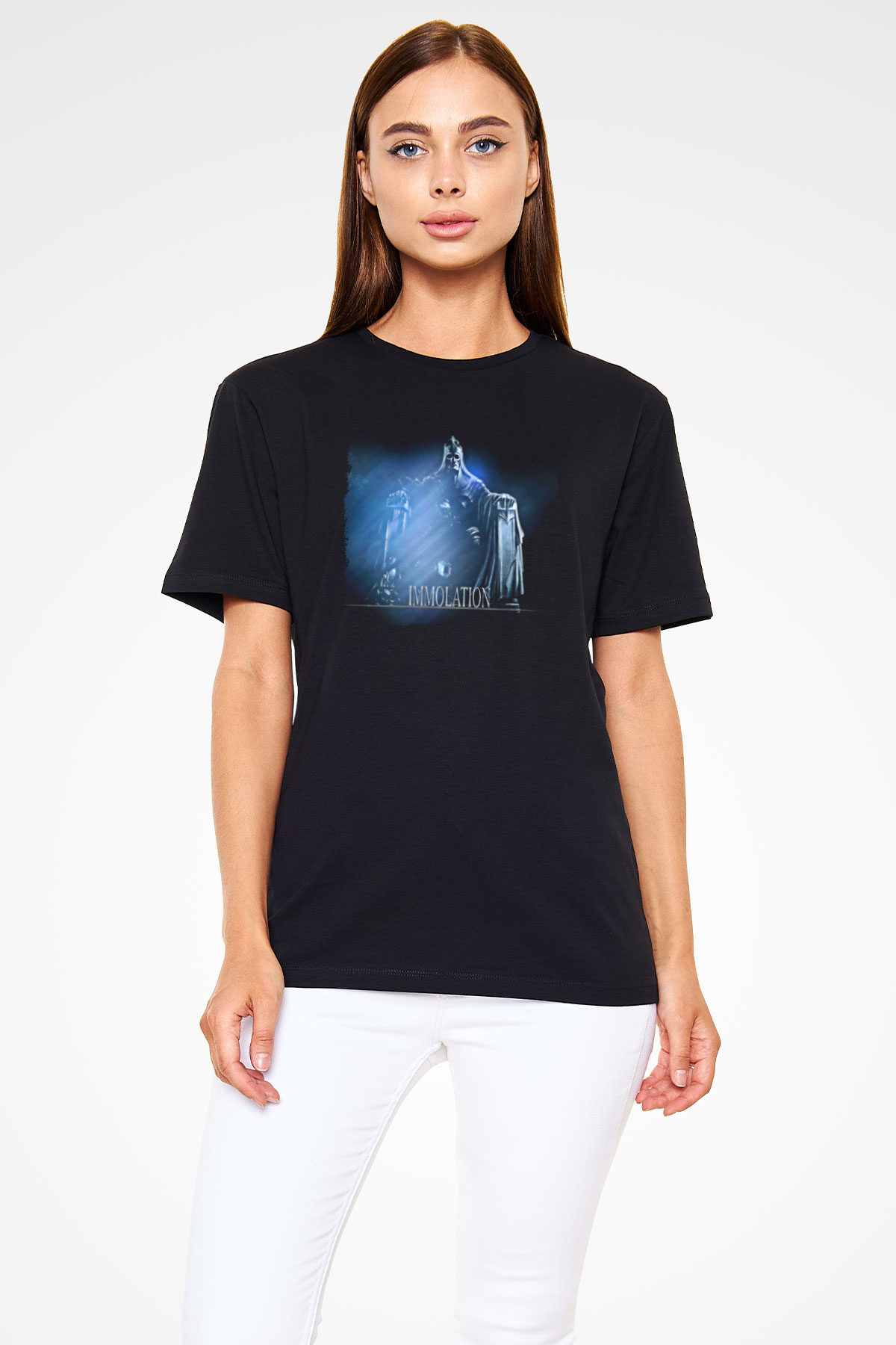 Immolation Baskılı Unisex Siyah Tişört - Tshirt