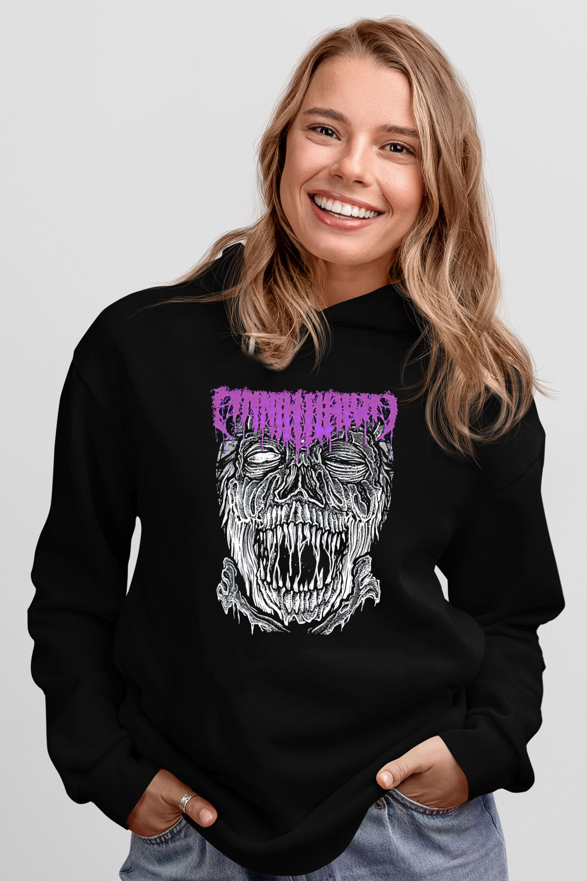 Impetigo Baskılı Unisex Siyah Kapüşonlu Sweatshirt