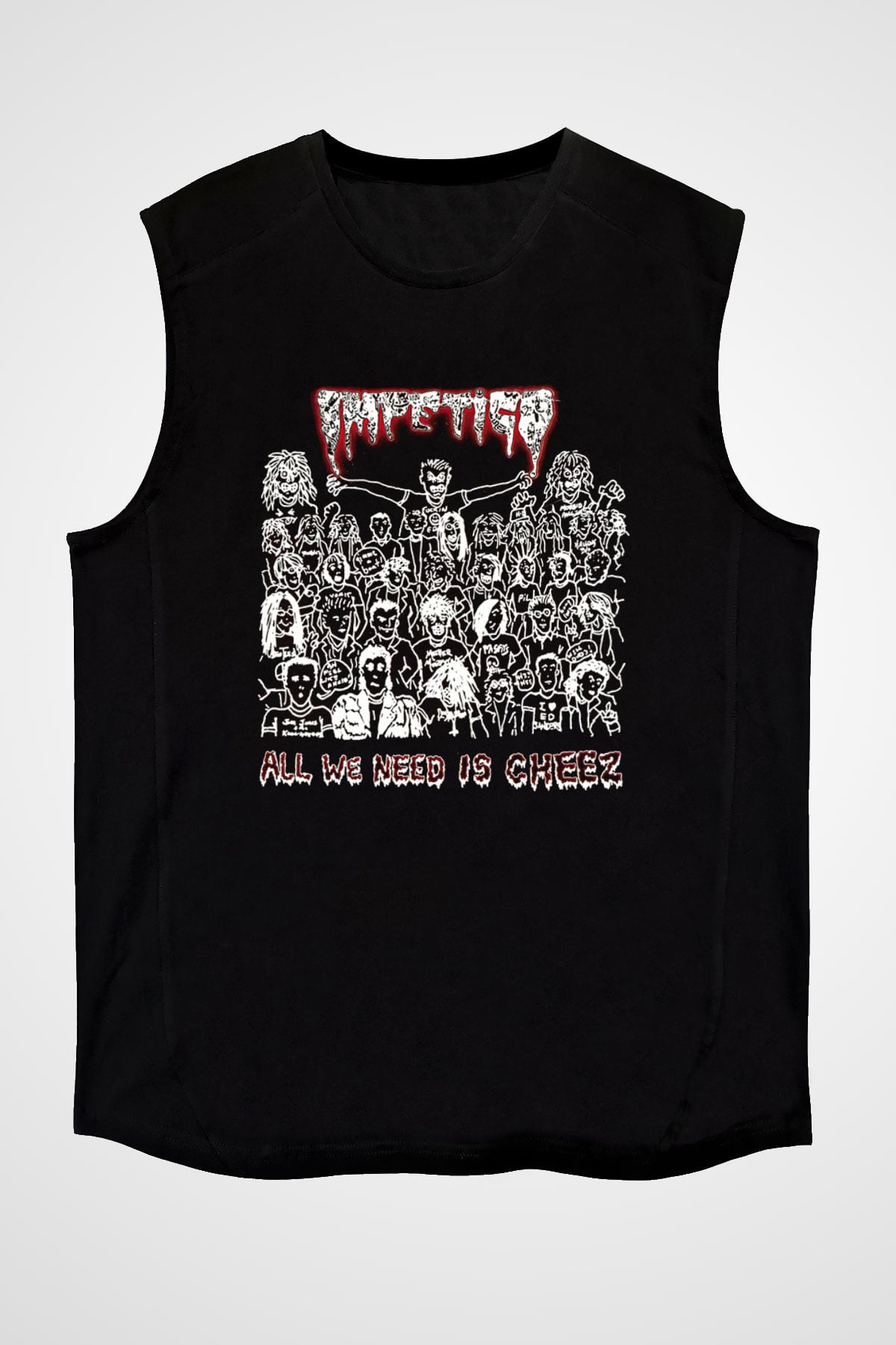 Impetigo Baskılı Unisex Siyah Kolsuz Tişört - Tshirt