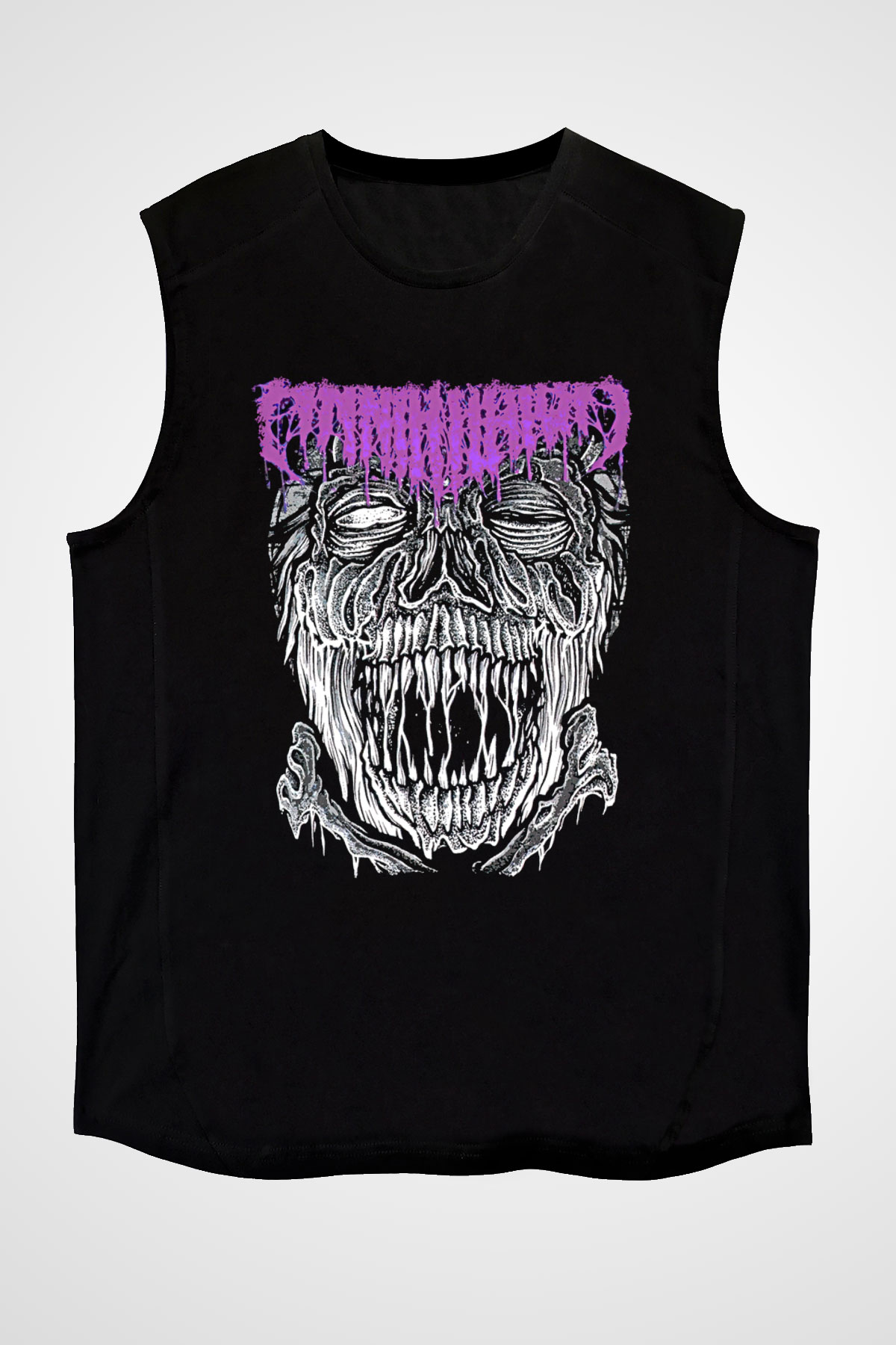 Impetigo Baskılı Unisex Siyah Kolsuz Tişört - Tshirt