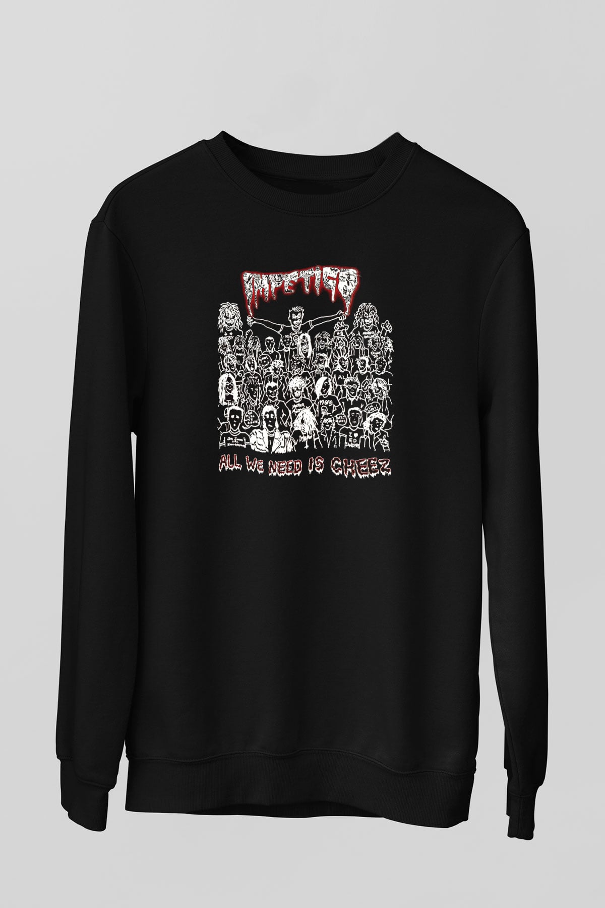 Impetigo Baskılı Unisex Siyah Sweatshirt