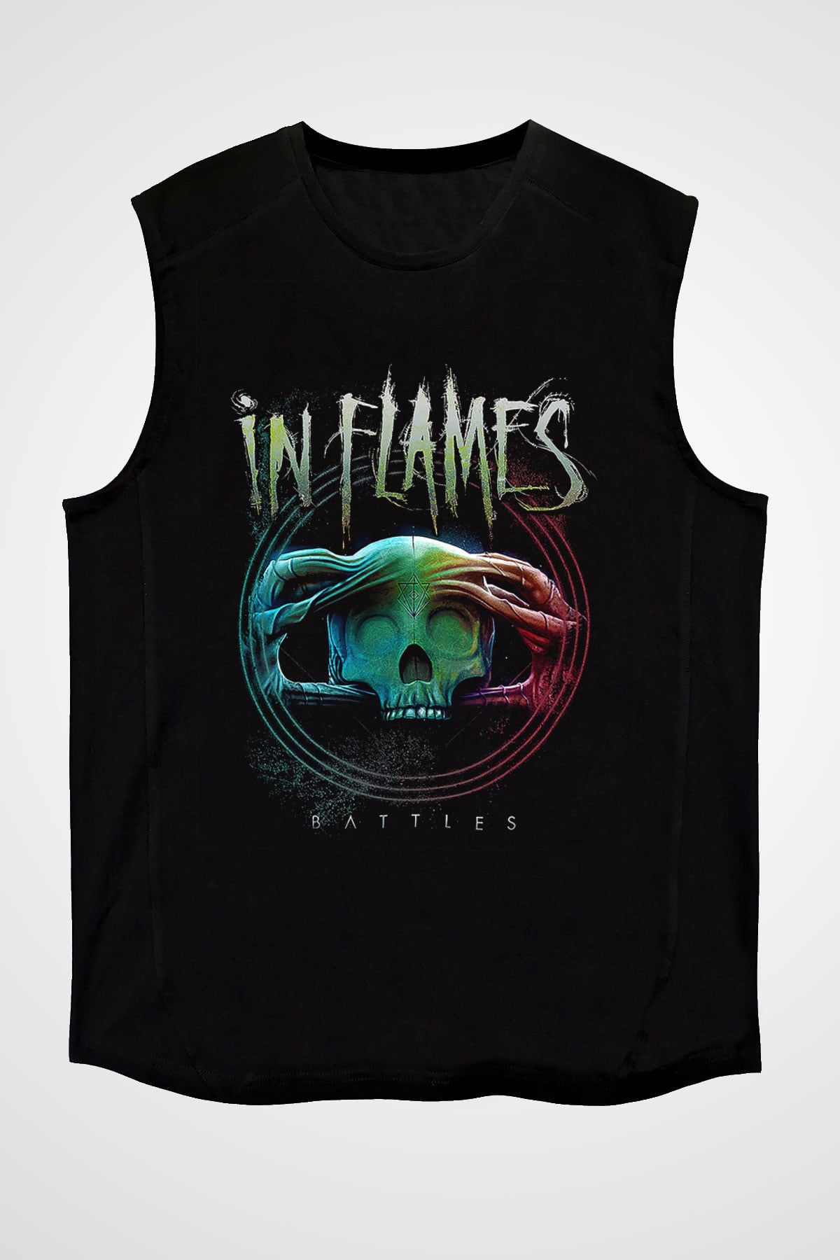 In Flames Siyah Unisex Kolsuz Tişört