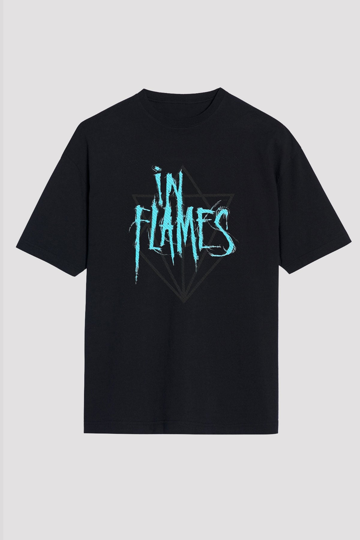 In Flames Siyah Unisex Oversize Tişört T-Shirt