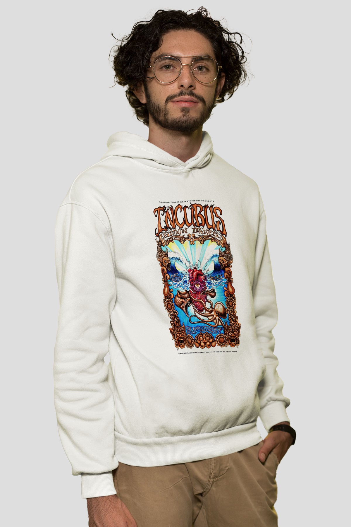 Incubus Beyaz Unisex Kapşonlu Sweatshirt