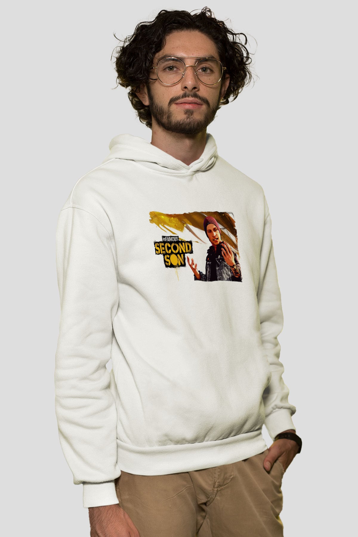 Infamous Beyaz Unisex Hoodie
