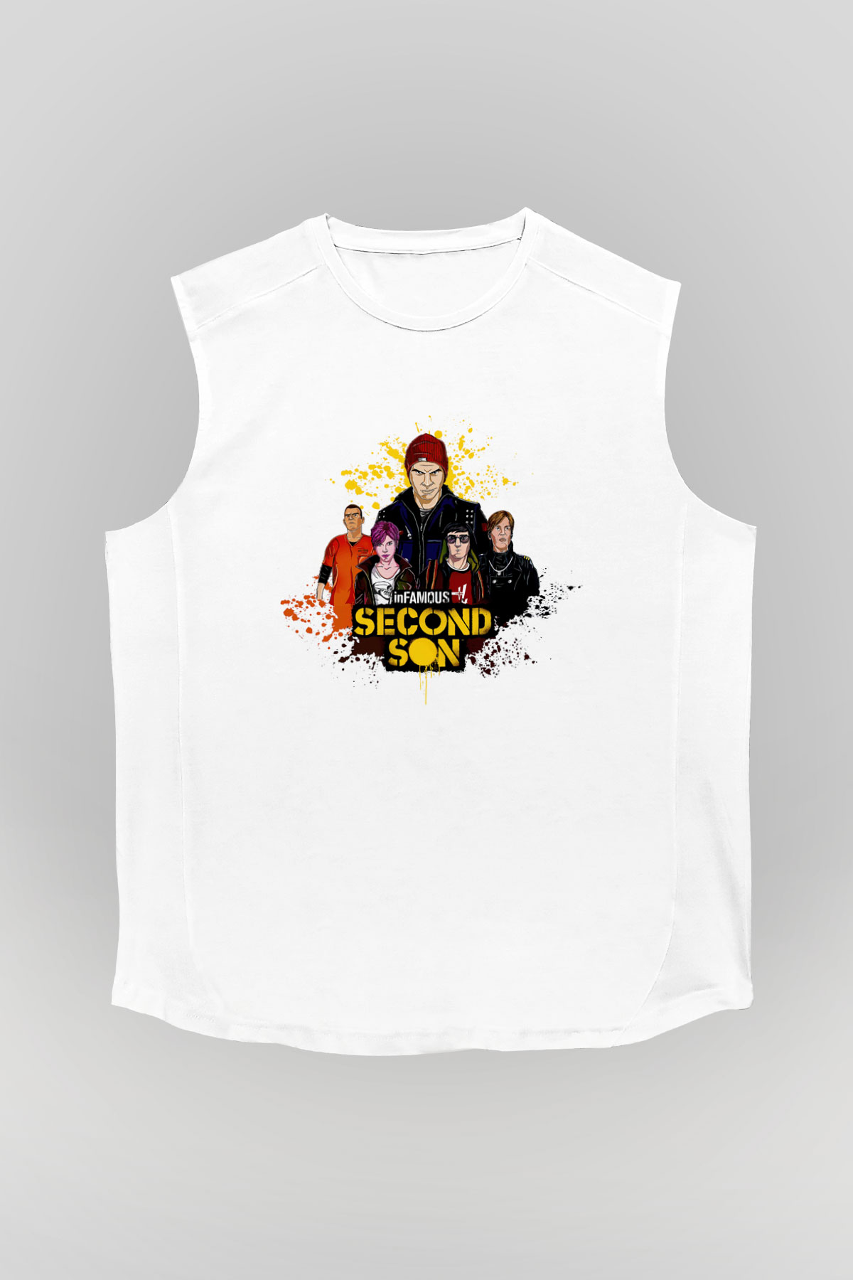 Infamous Beyaz Unisex Kolsuz Tişört