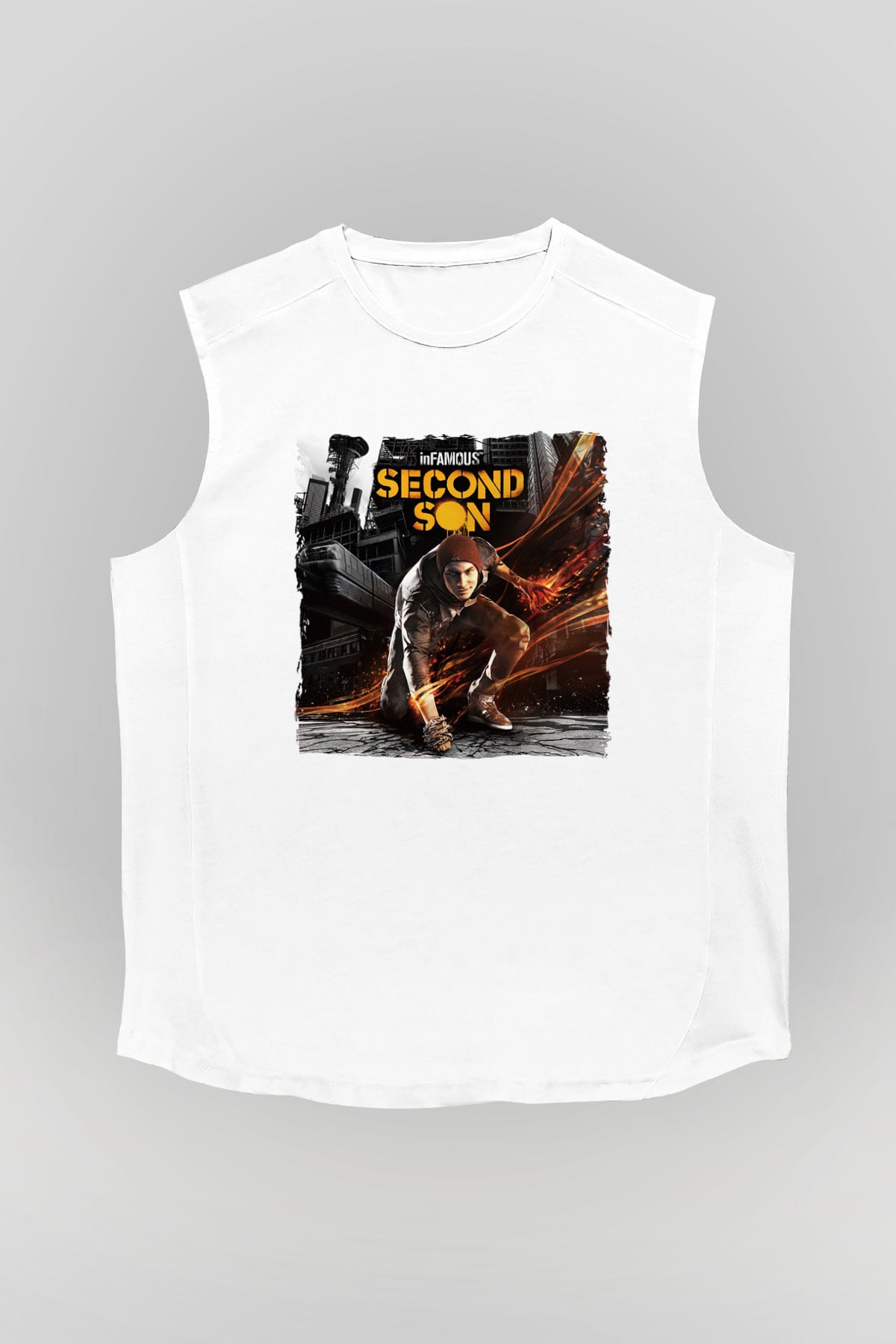 Infamous Beyaz Unisex Kolsuz Tişört