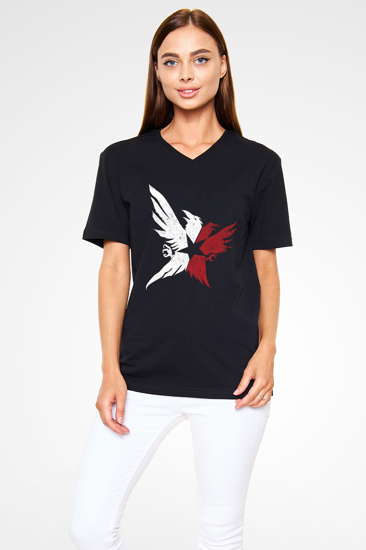 Infamous Siyah Unisex V Yaka Tişört