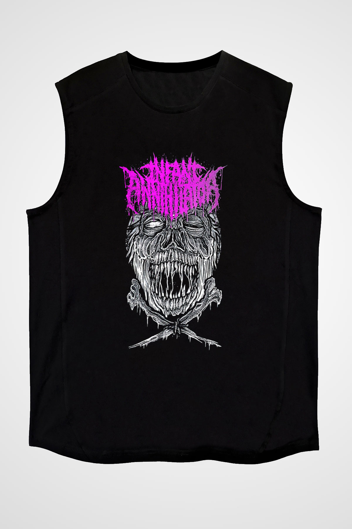 İnfant Annihilator Baskılı Unisex Siyah Kolsuz Tişört - Tshirt