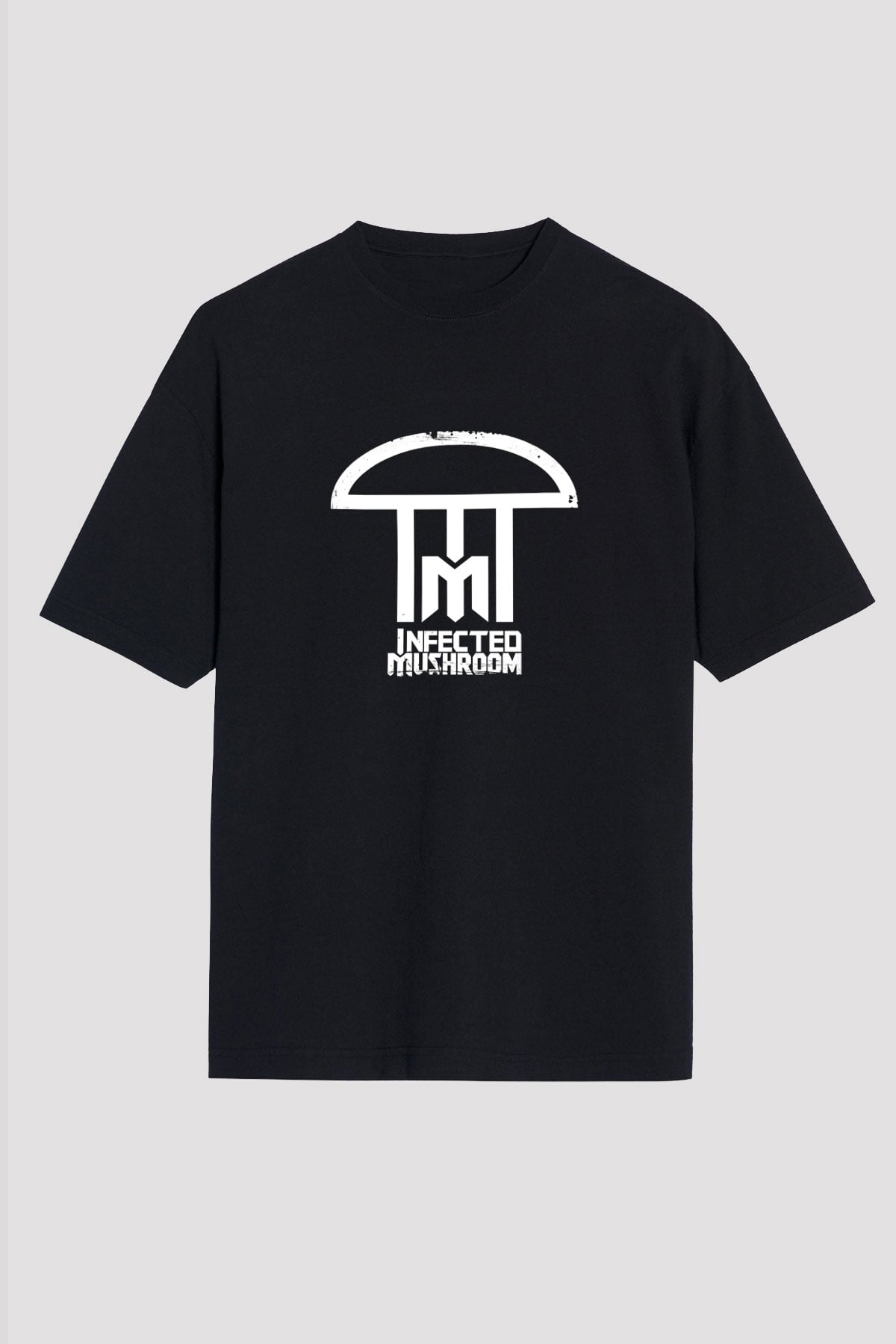 Infected Mushroom Baskılı Unisex Oversize Siyah Tişört