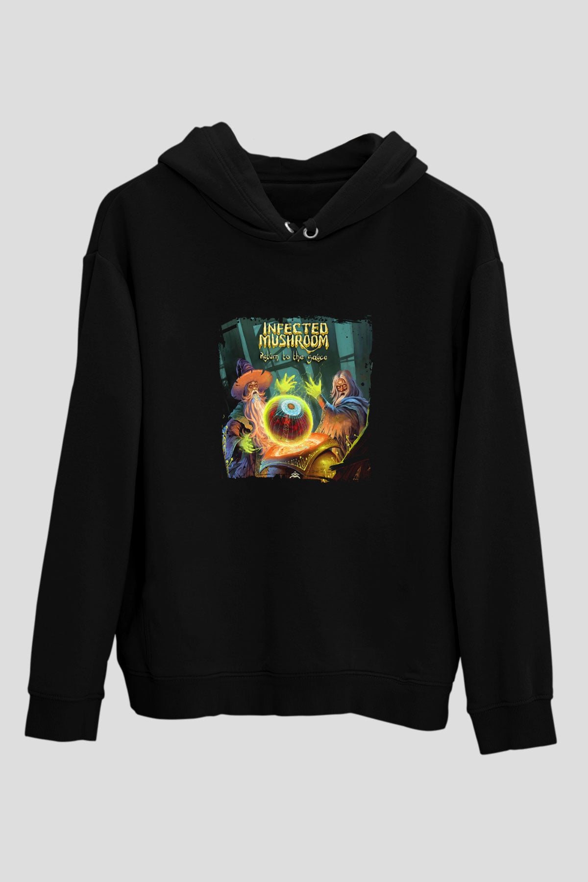 Infected Mushroom Baskılı Unisex Siyah Hoodie