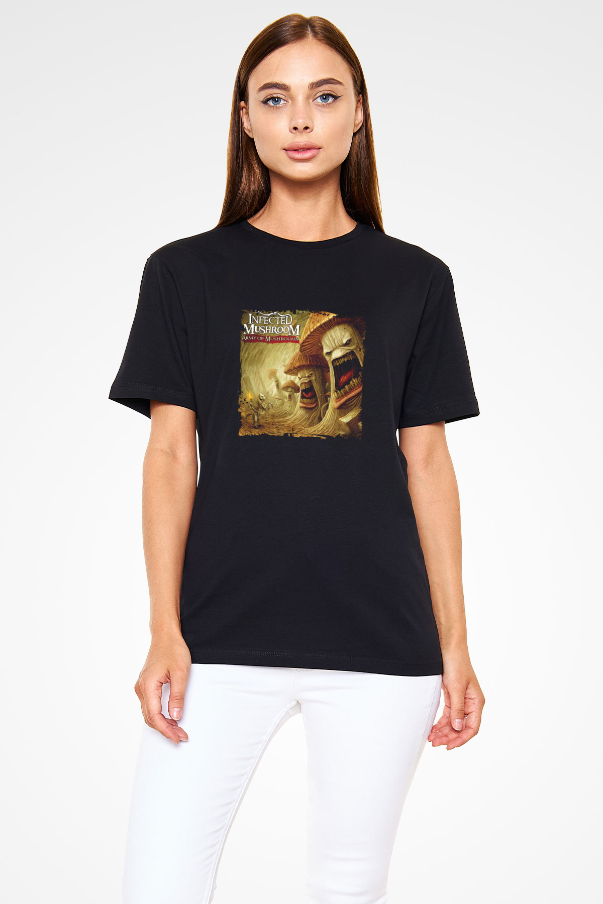 Infected Mushroom Baskılı Unisex Siyah Tişört