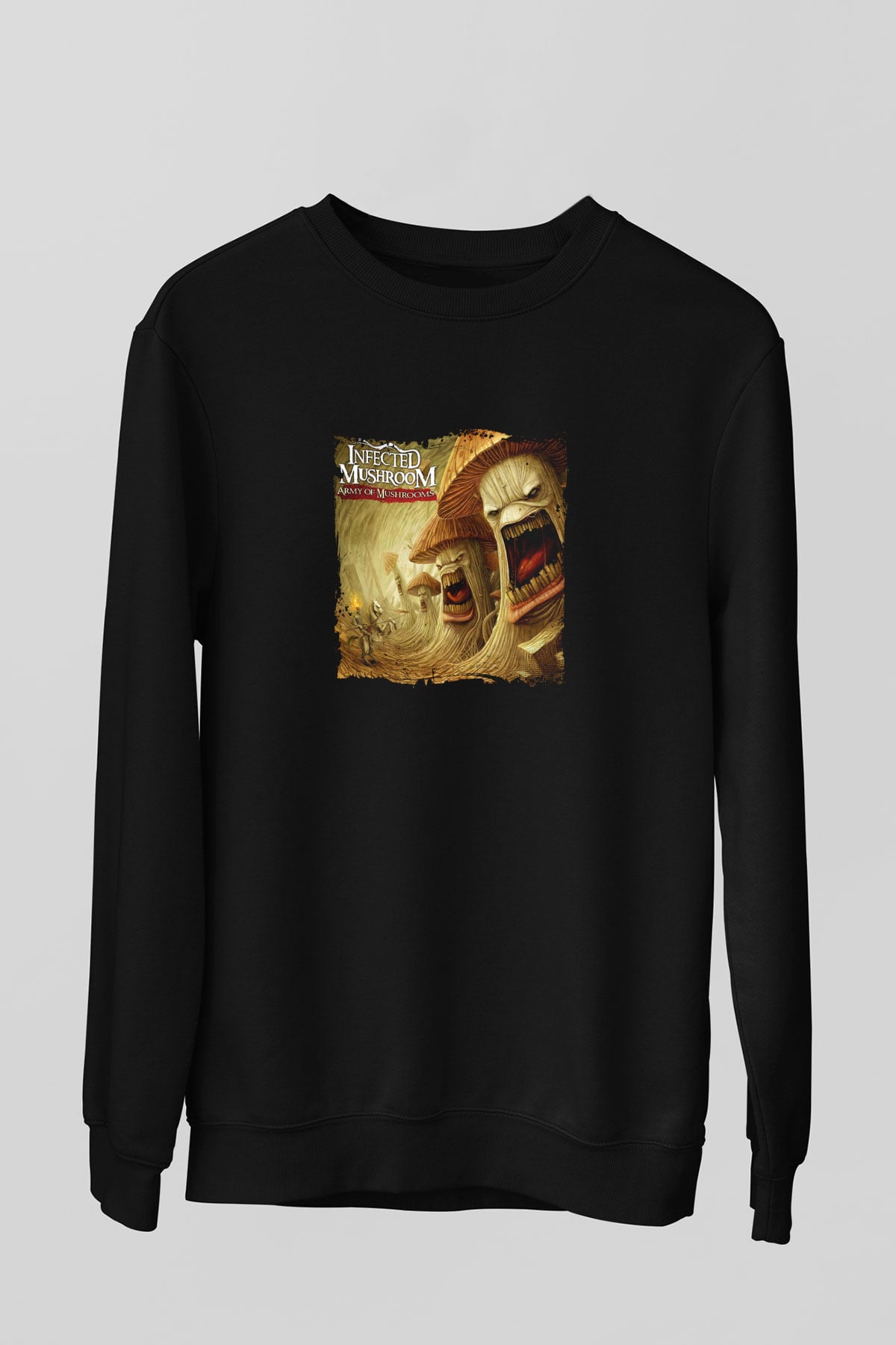 Infected Mushroom Baskılı Unisex Siyah Sweatshirt