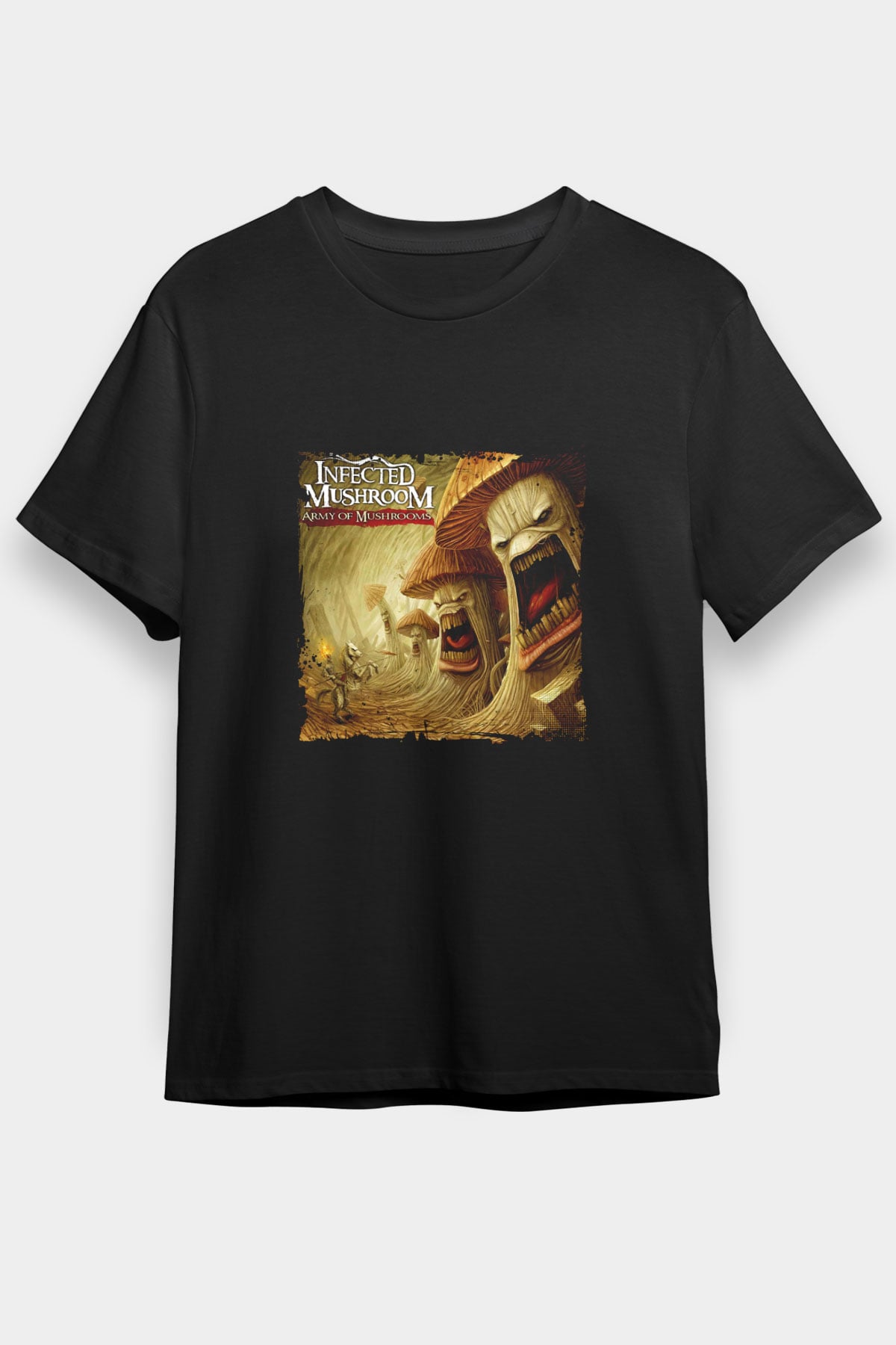 Infected Mushroom Baskılı Unisex Siyah Tişört