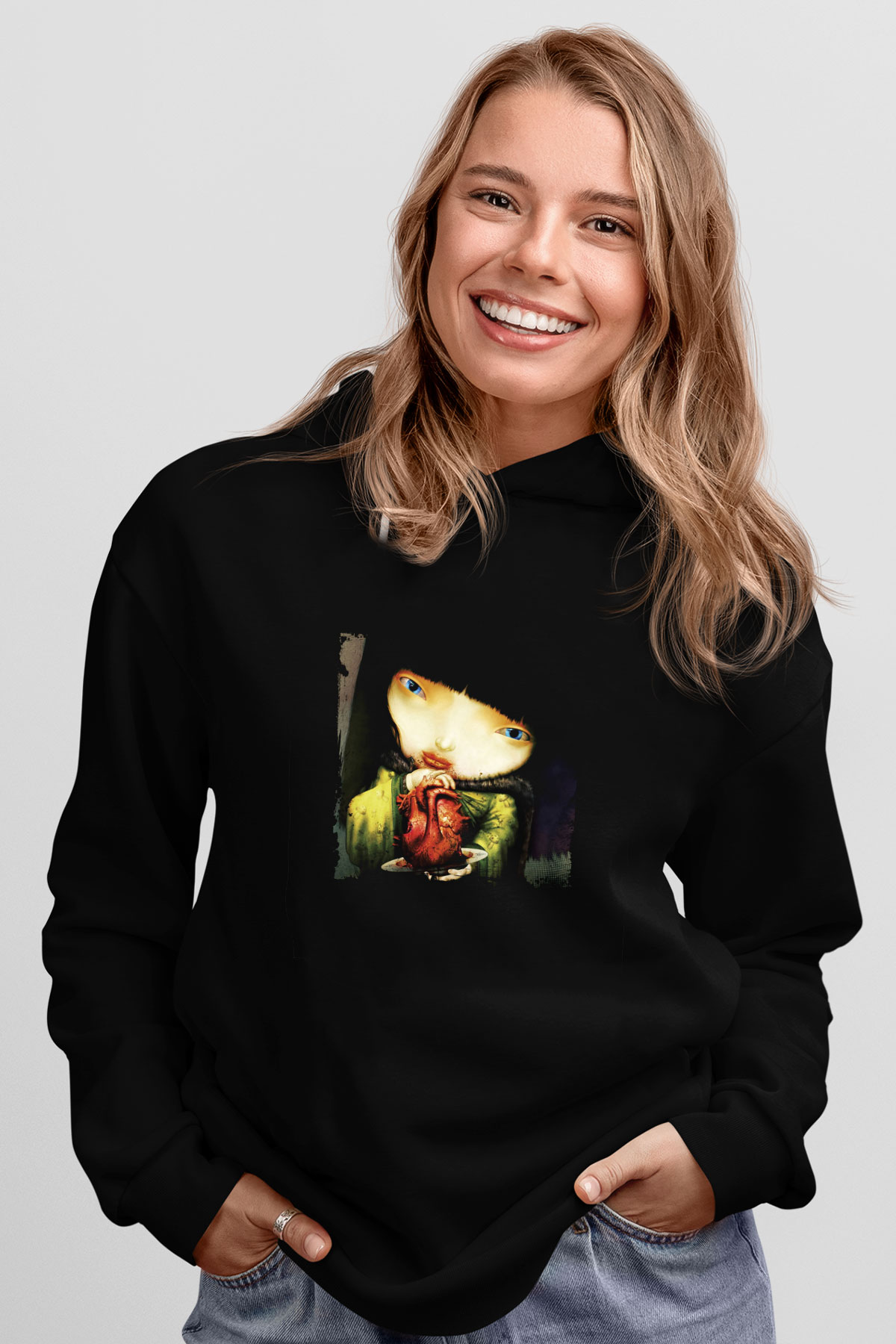 Infected Mushroom Baskılı Unisex Siyah Hoodie