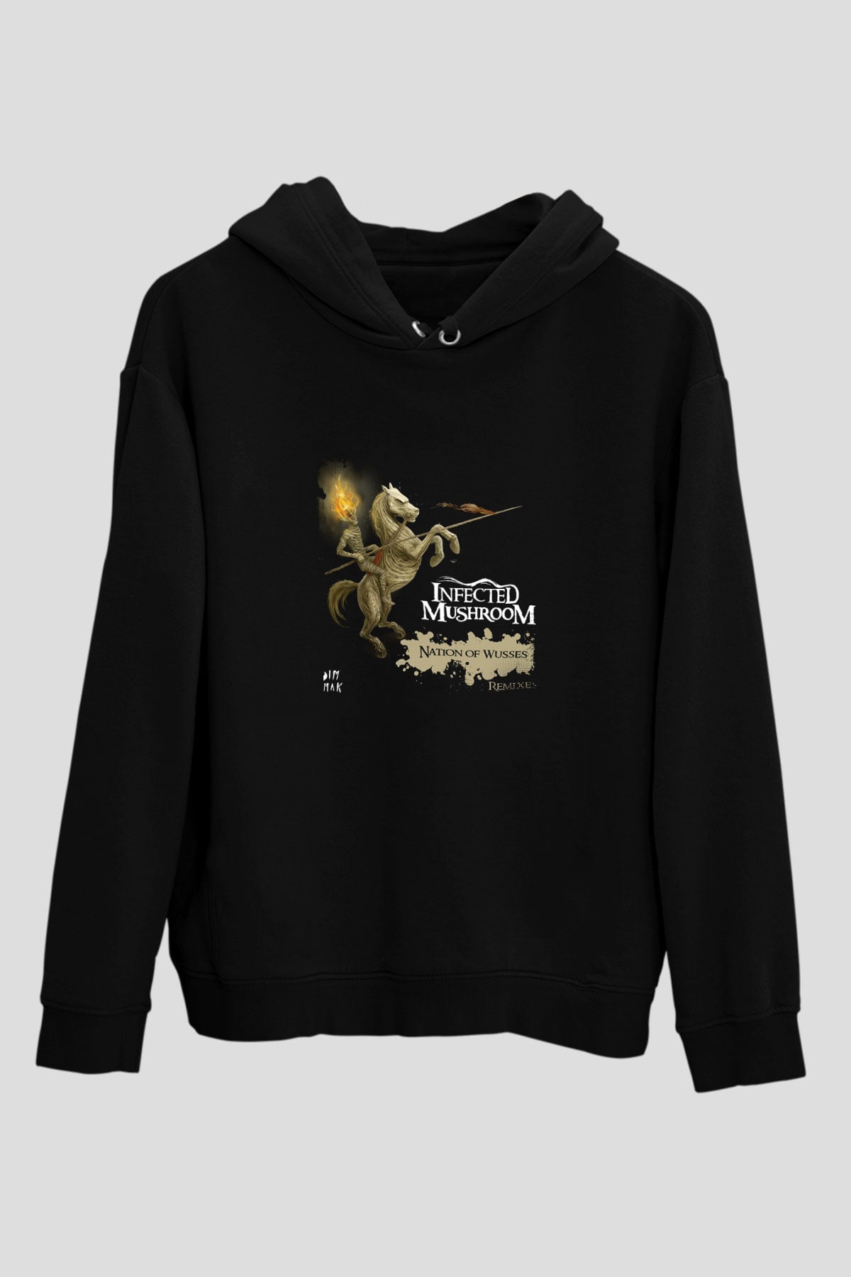 Infected Mushroom Baskılı Unisex Siyah Hoodie
