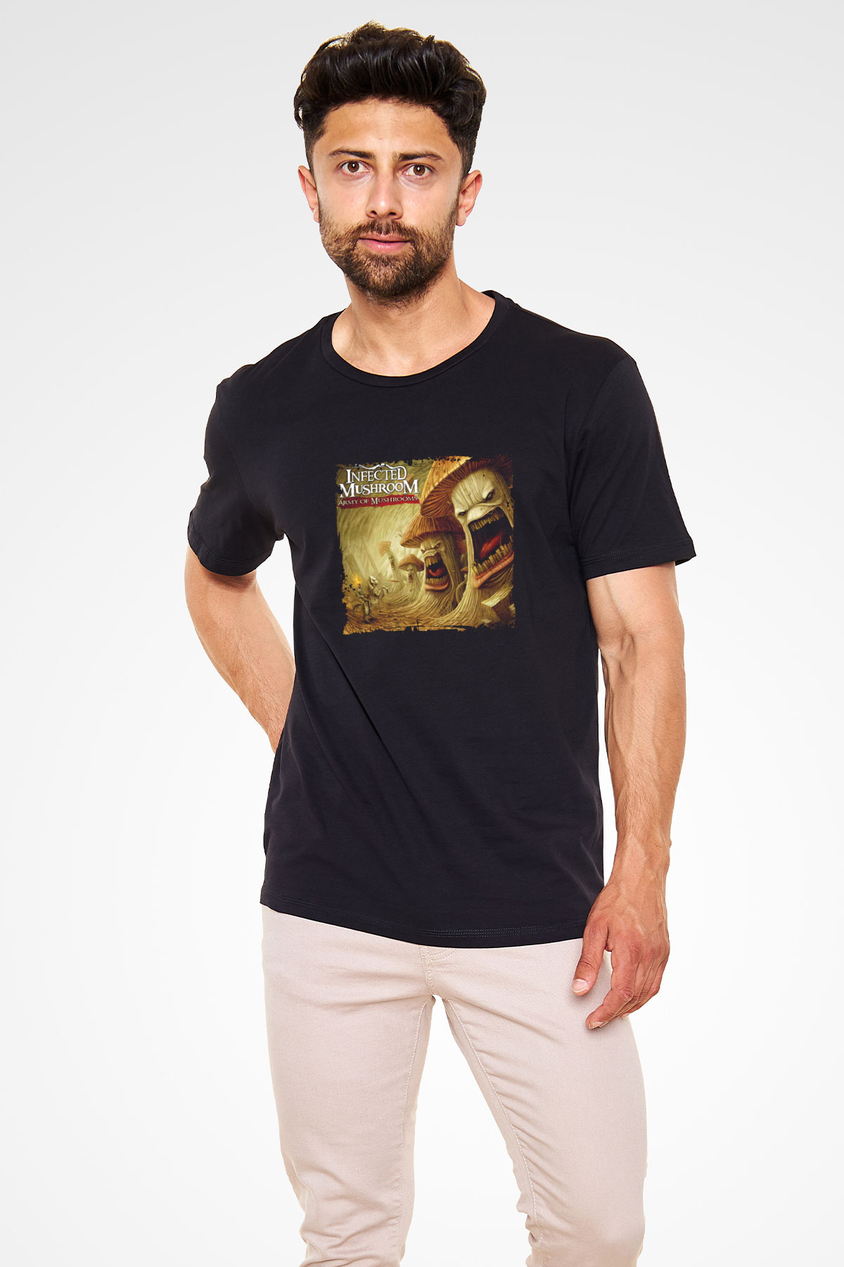 Infected Mushroom Baskılı Unisex Siyah Tişört