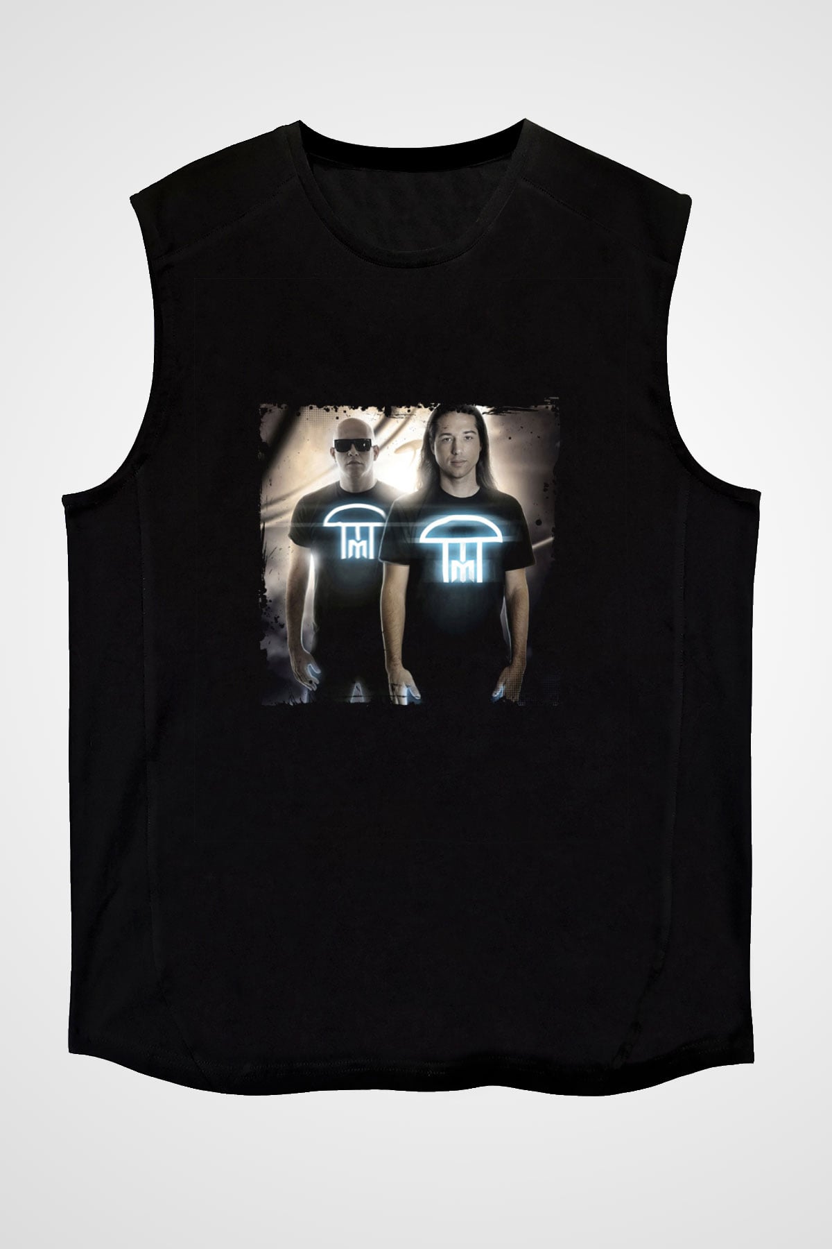 Infected Mushroom Baskılı Unisex Siyah Kolsuz Tişört