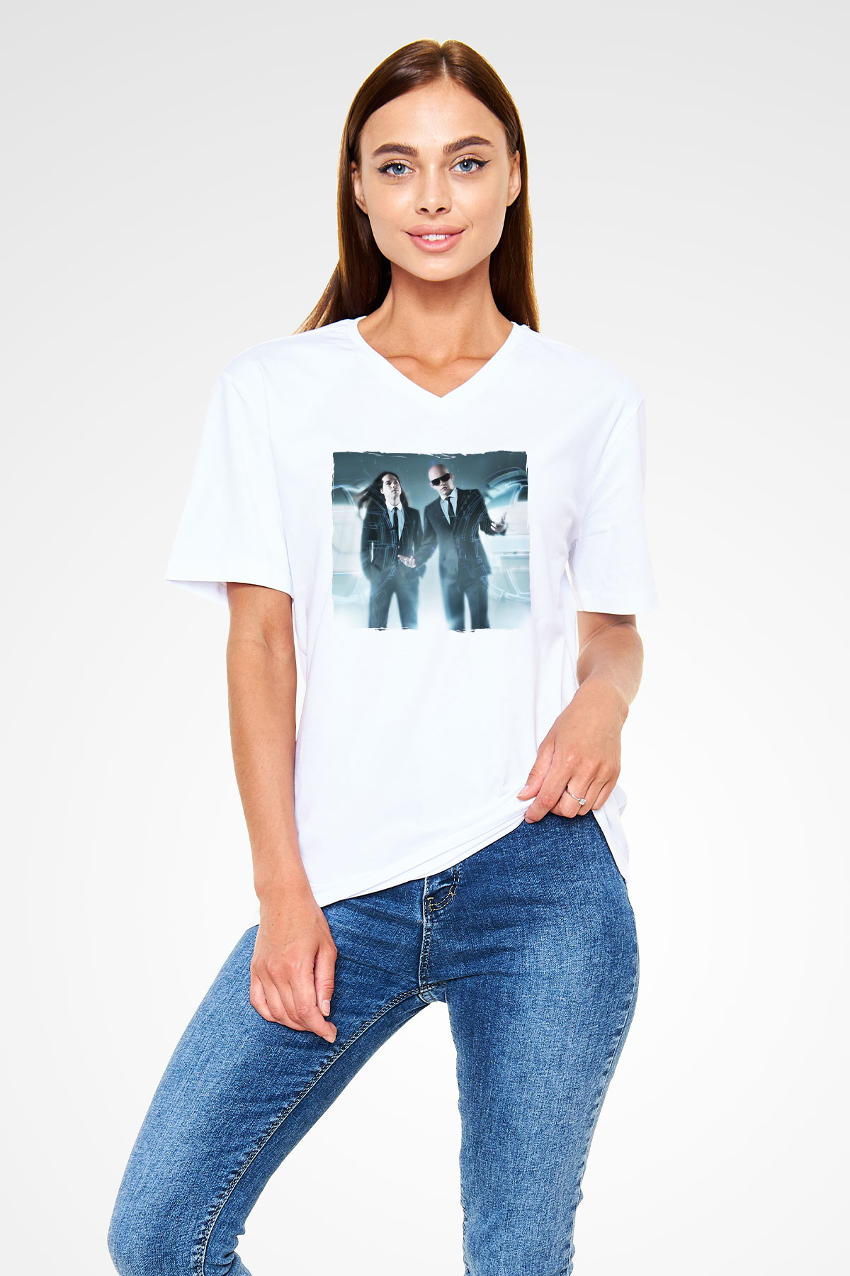 Infected Mushroom Beyaz Unisex V Yaka Tişört