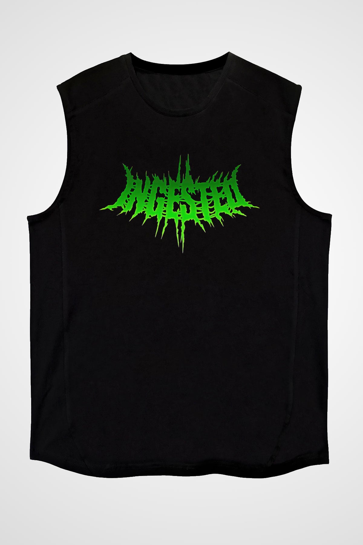Ingested Baskılı Unisex Siyah Kolsuz Tişört - Tshirt