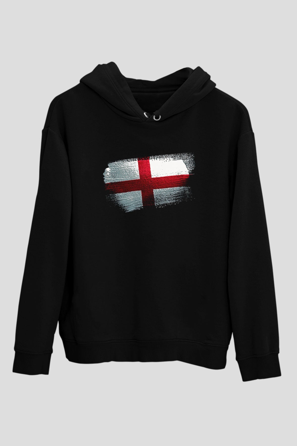 İngiltere - England Bayrağı Baskılı Unisex Siyah Hoodie