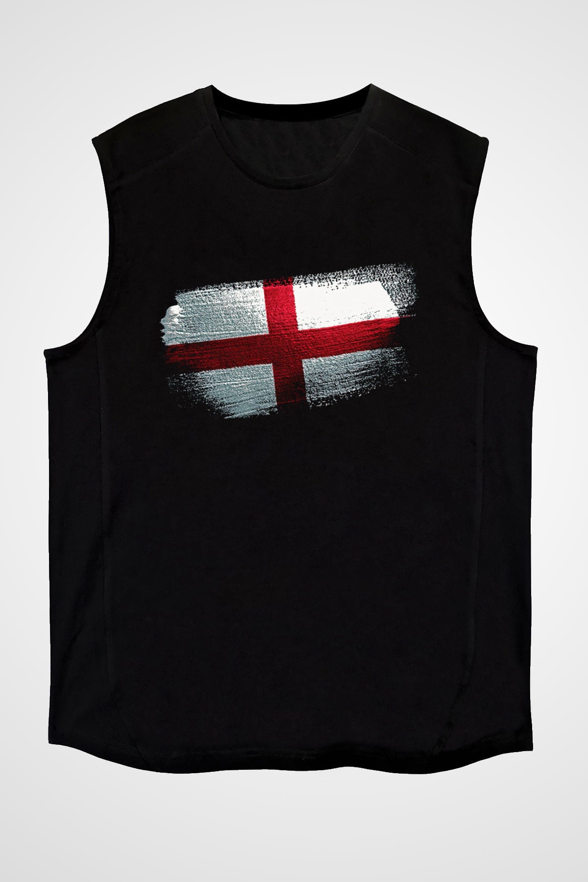 İngiltere - England Bayrağı Baskılı Unisex Siyah Kolsuz Tişört