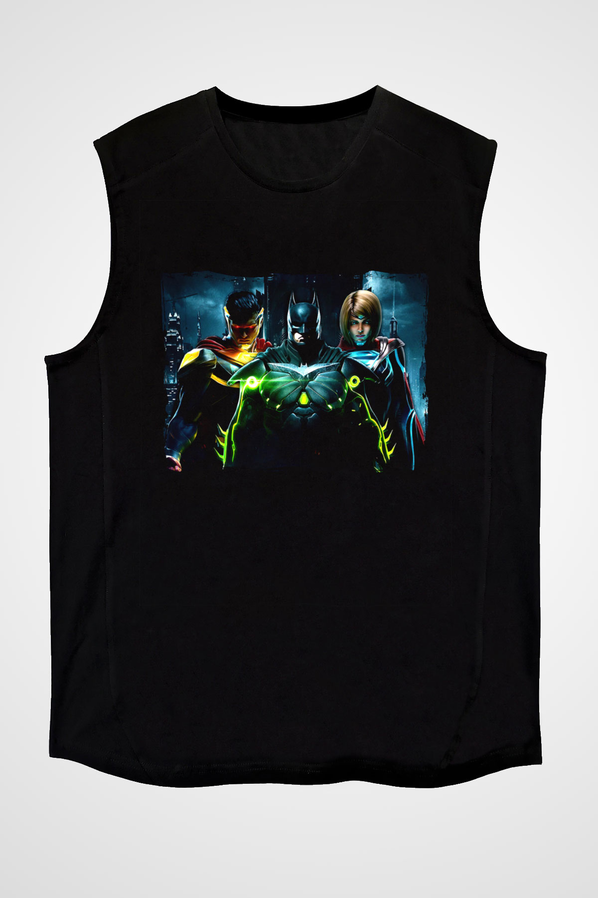 Injustice 2 Siyah Unisex Kolsuz Tişört