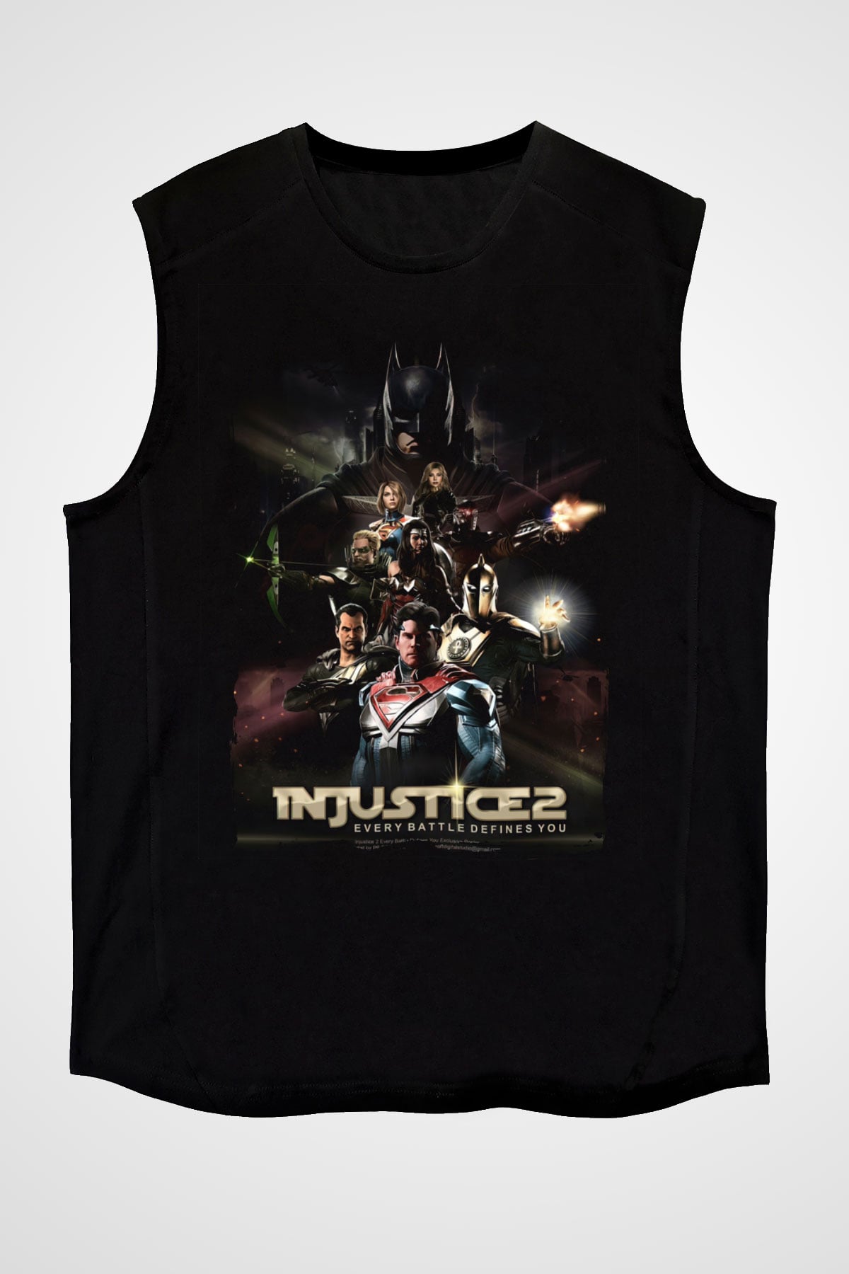 Injustice 2 Siyah Unisex Kolsuz Tişört