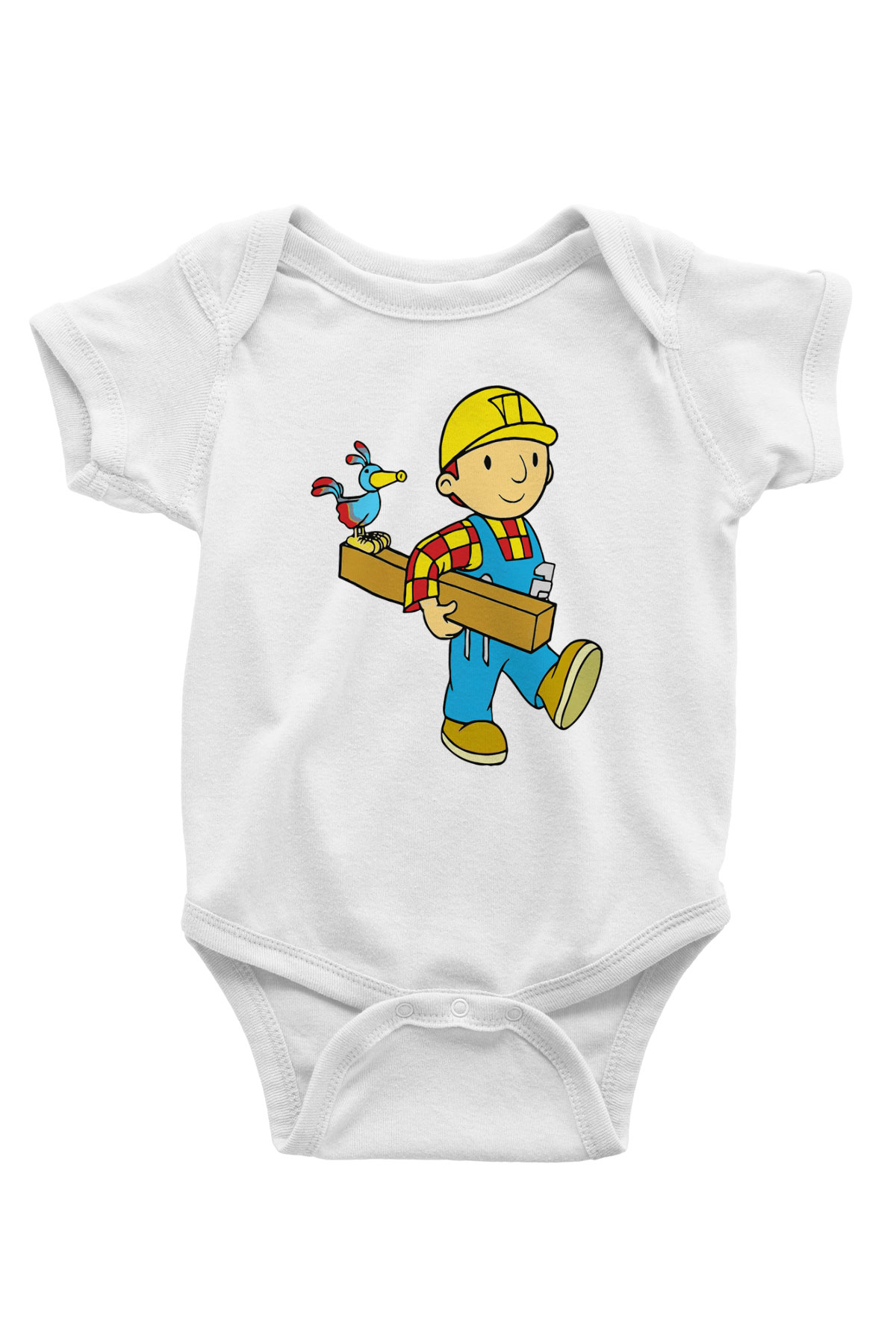 İnşaatçı Baskılı Beyaz Unisex Bebek Body - Zıbın