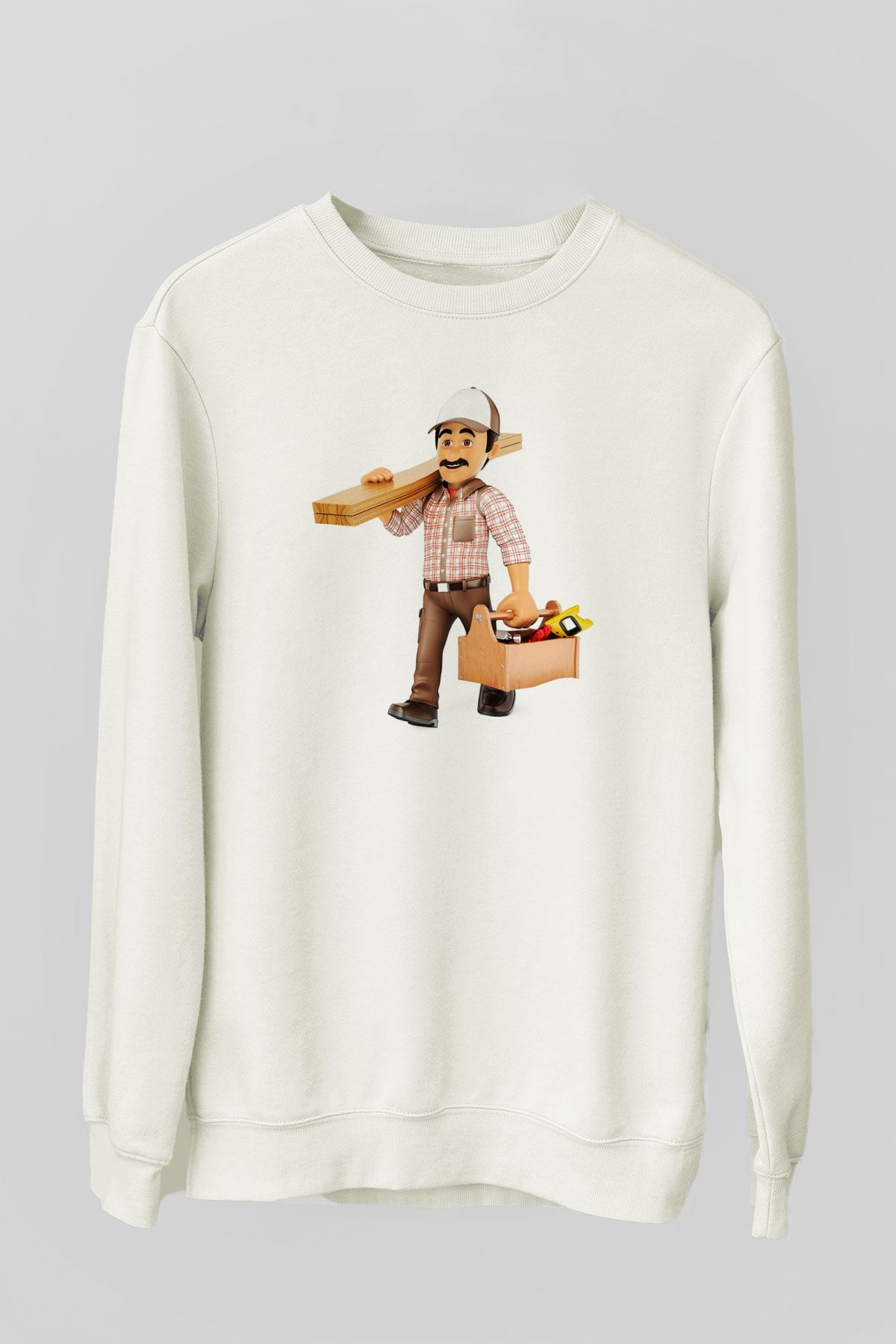 İnşaatçı Beyaz Unisex Sweatshirt