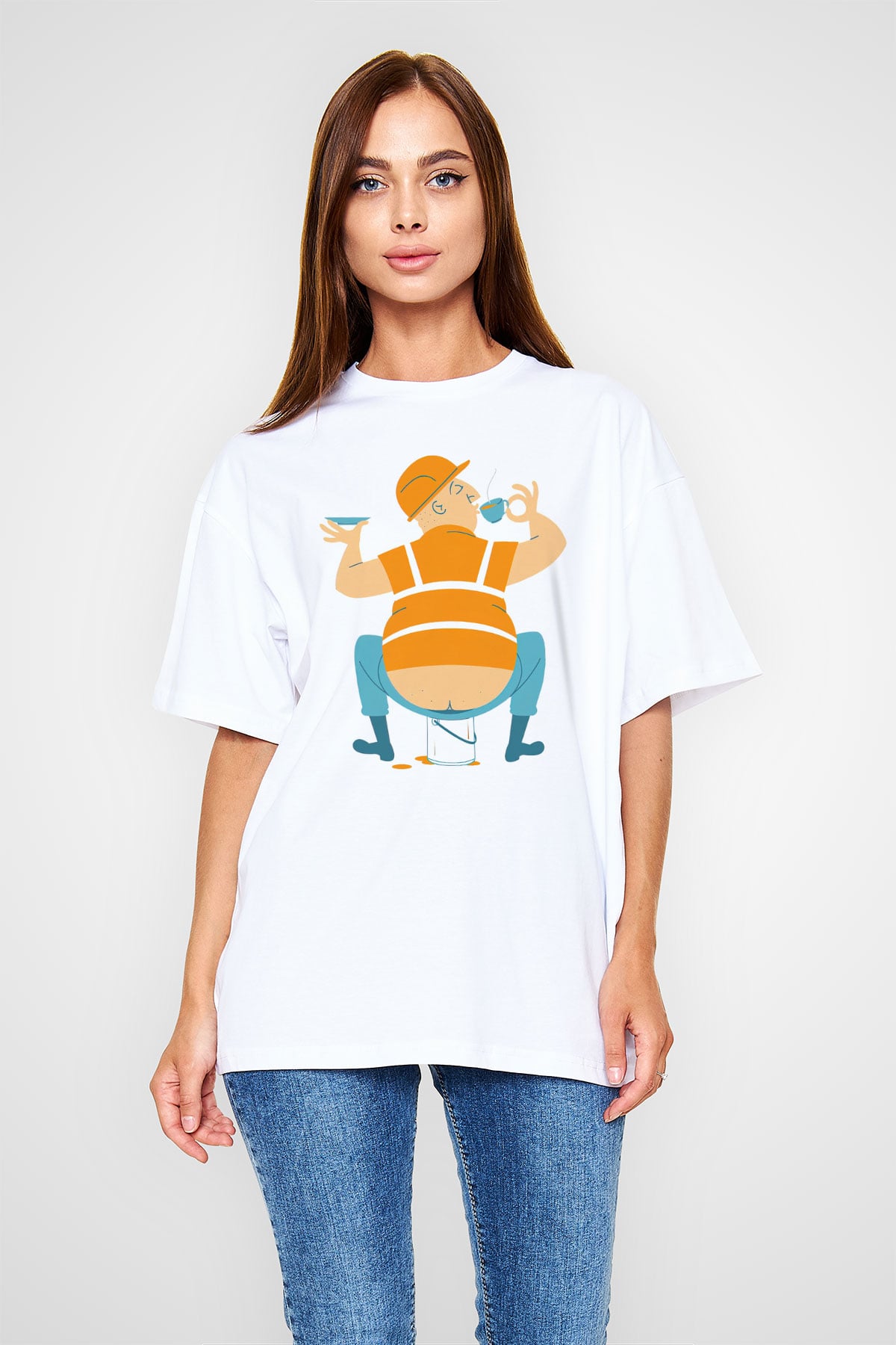İnşaatçı Beyaz Unisex Tişört T-Shirt - TişörtFabrikası
