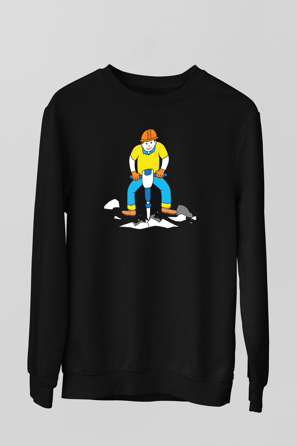 İnşaatçı Siyah Unisex Sweatshirt