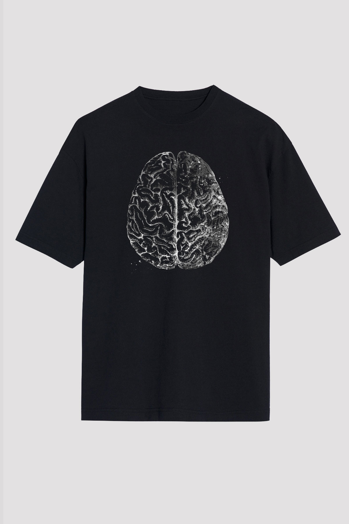 İnsan Beyni Baskılı Unisex Oversize Tişört - Tshirt