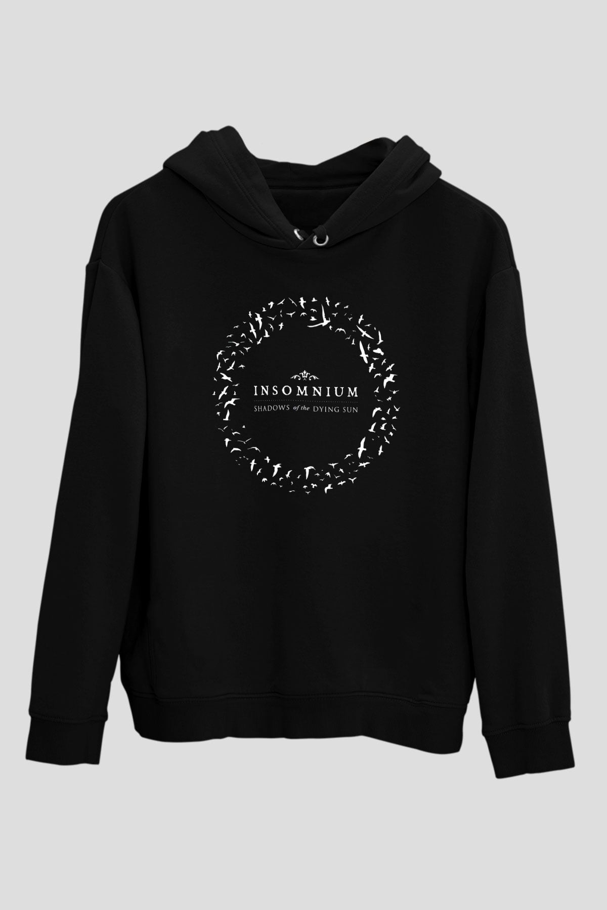 Insomnium Baskılı Unisex Siyah Kapüşonlu Sweatshirt