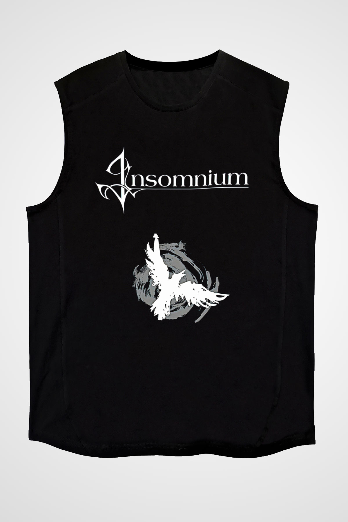 Insomnium Baskılı Unisex Siyah Kolsuz Tişört - Tshirt