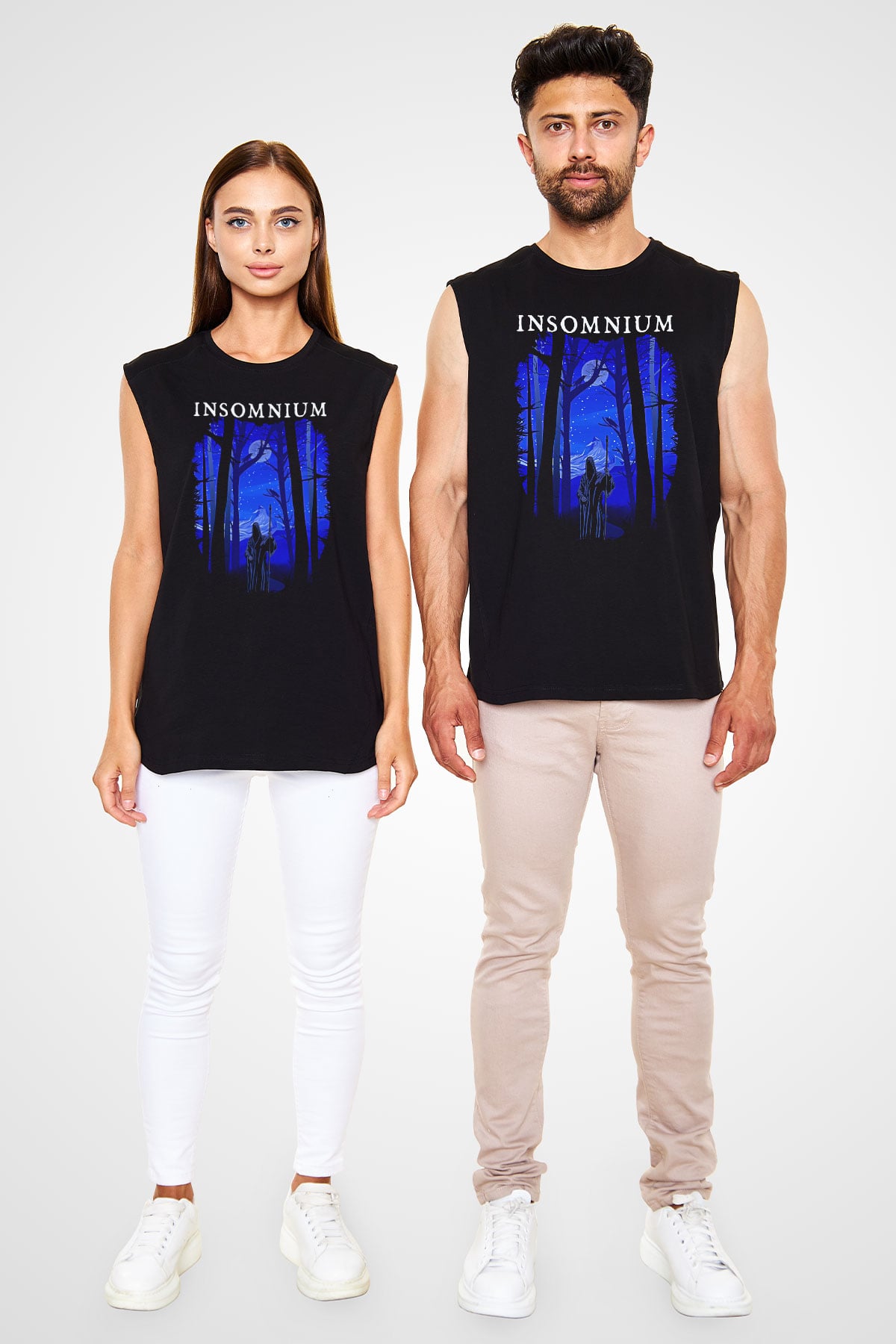 Insomnium Baskılı Unisex Siyah Kolsuz Tişört - Tshirt