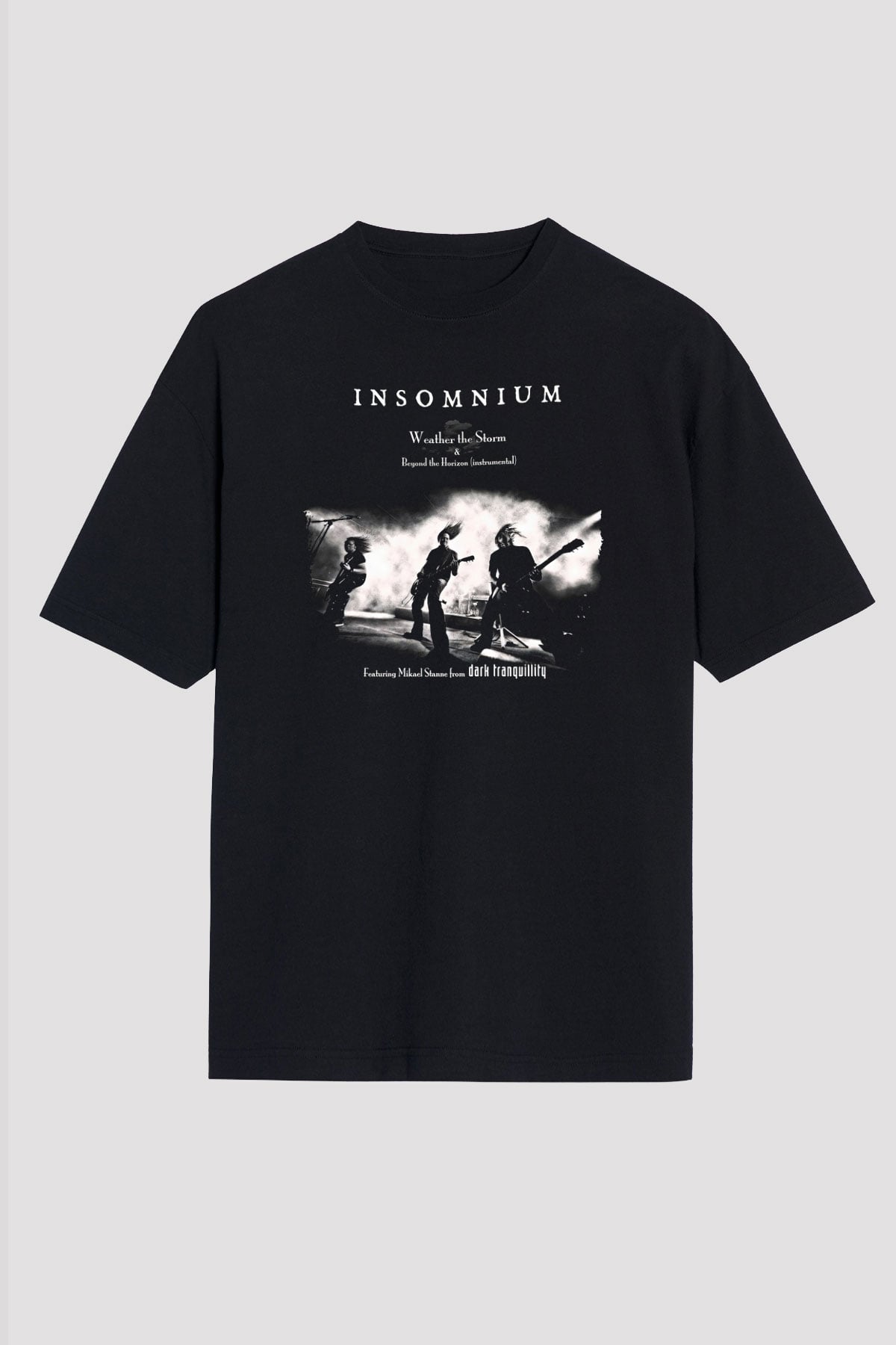 Insomnium Baskılı Unisex Siyah Oversize Tişört - Tshirt