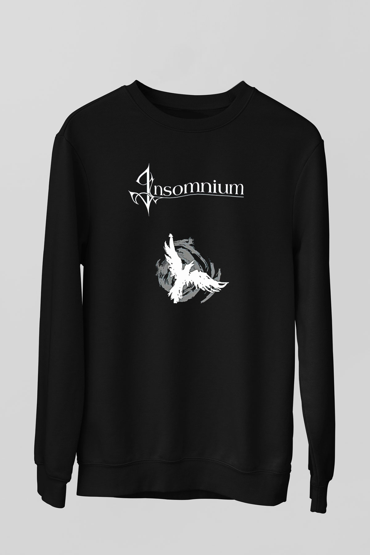 Insomnium Baskılı Unisex Siyah Sweatshirt