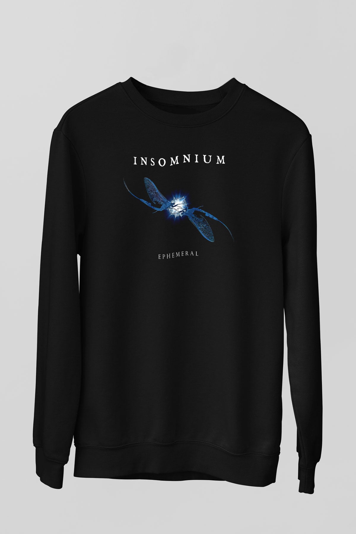 Insomnium Baskılı Unisex Siyah Sweatshirt