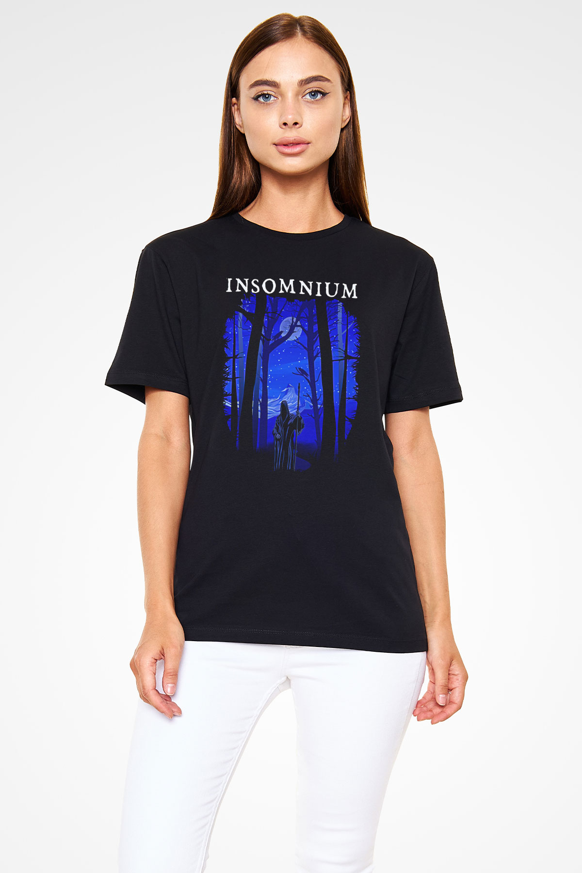Insomnium Baskılı Unisex Siyah Tişört - Tshirt