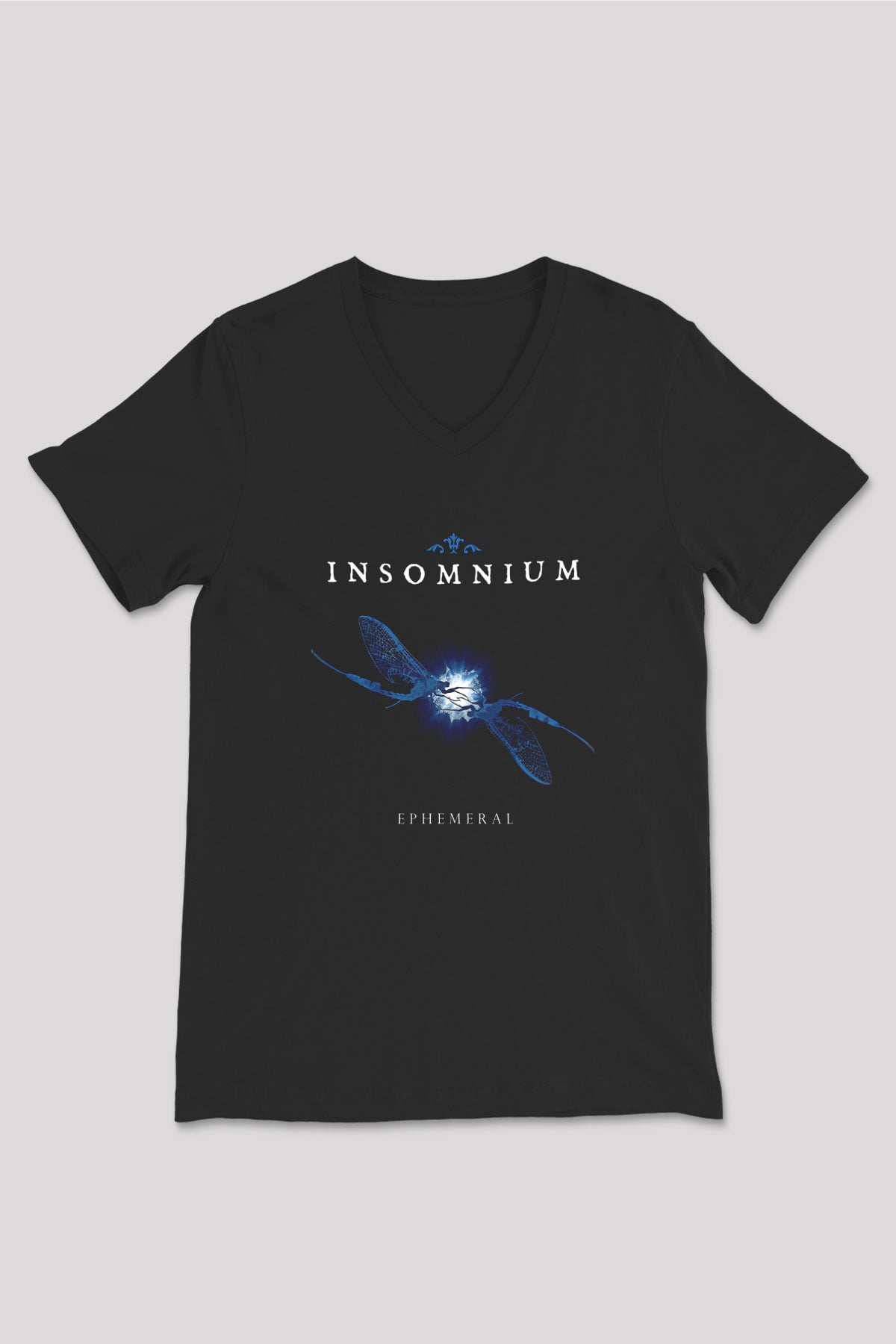 Insomnium Baskılı Unisex Siyah V Yaka Tişört - Tshirt
