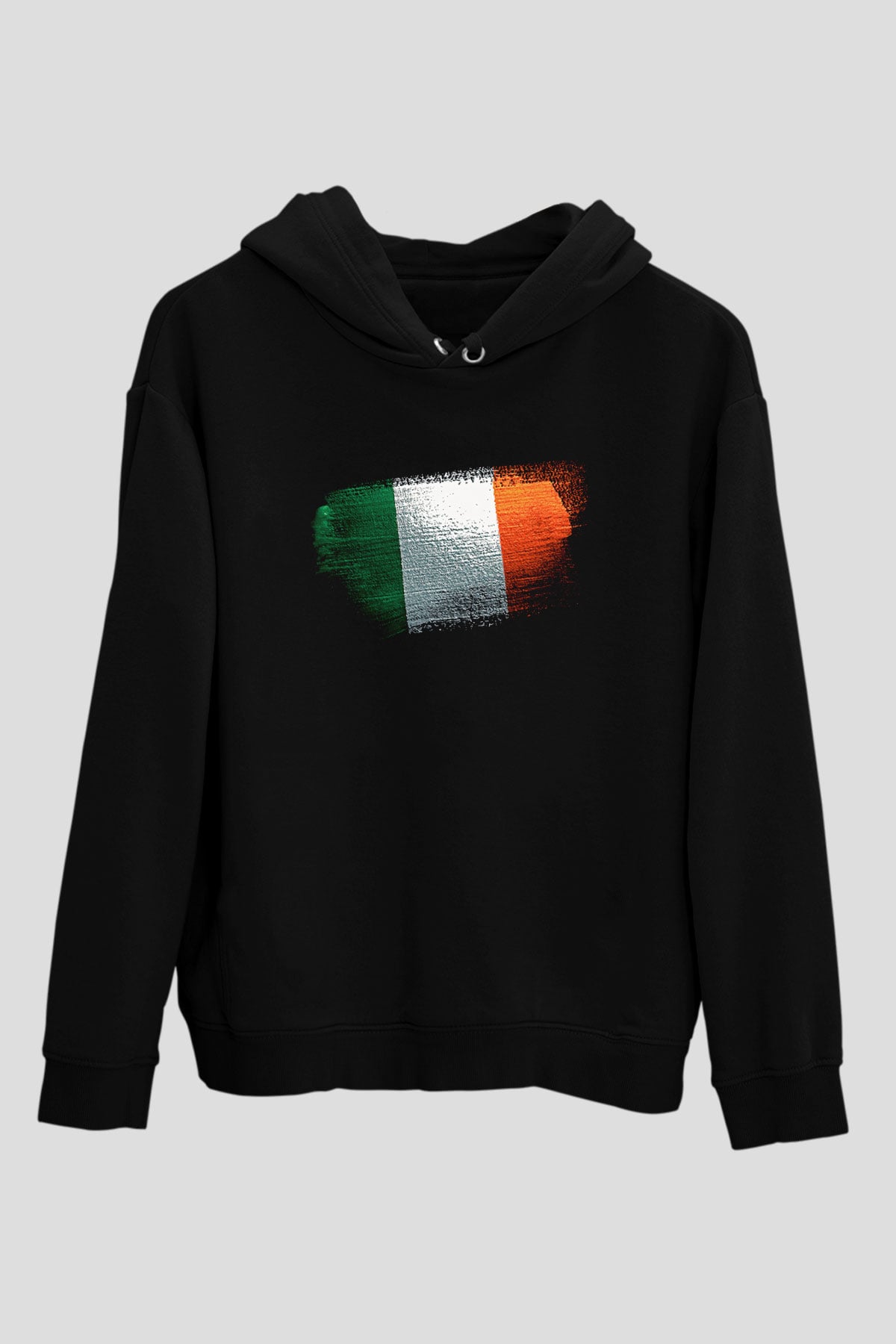 İrlanda - İreland Bayrağı Baskılı Unisex Siyah Hoodie