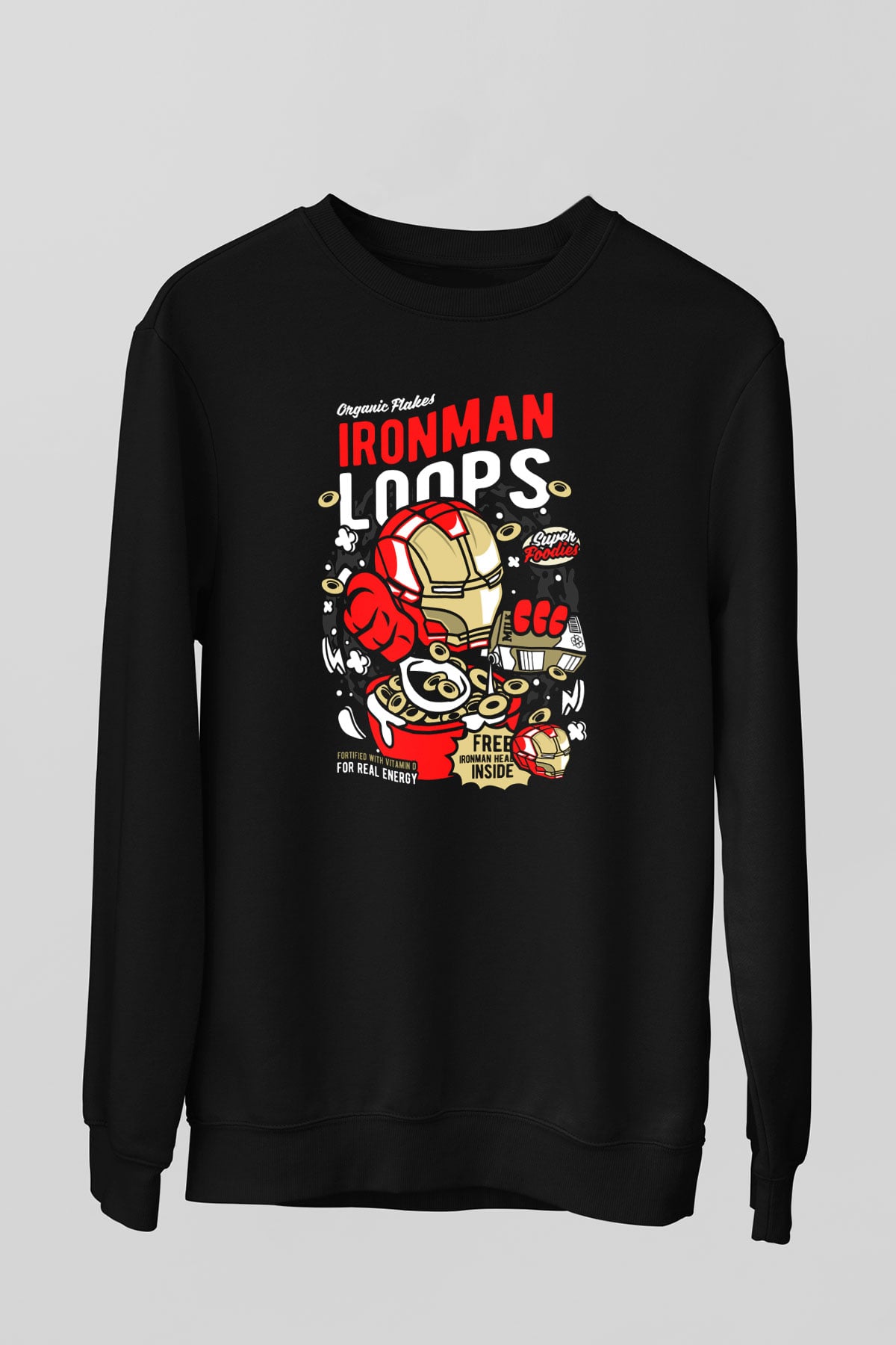 Iron Loops Baskılı Unisex Siyah Sweatshirt