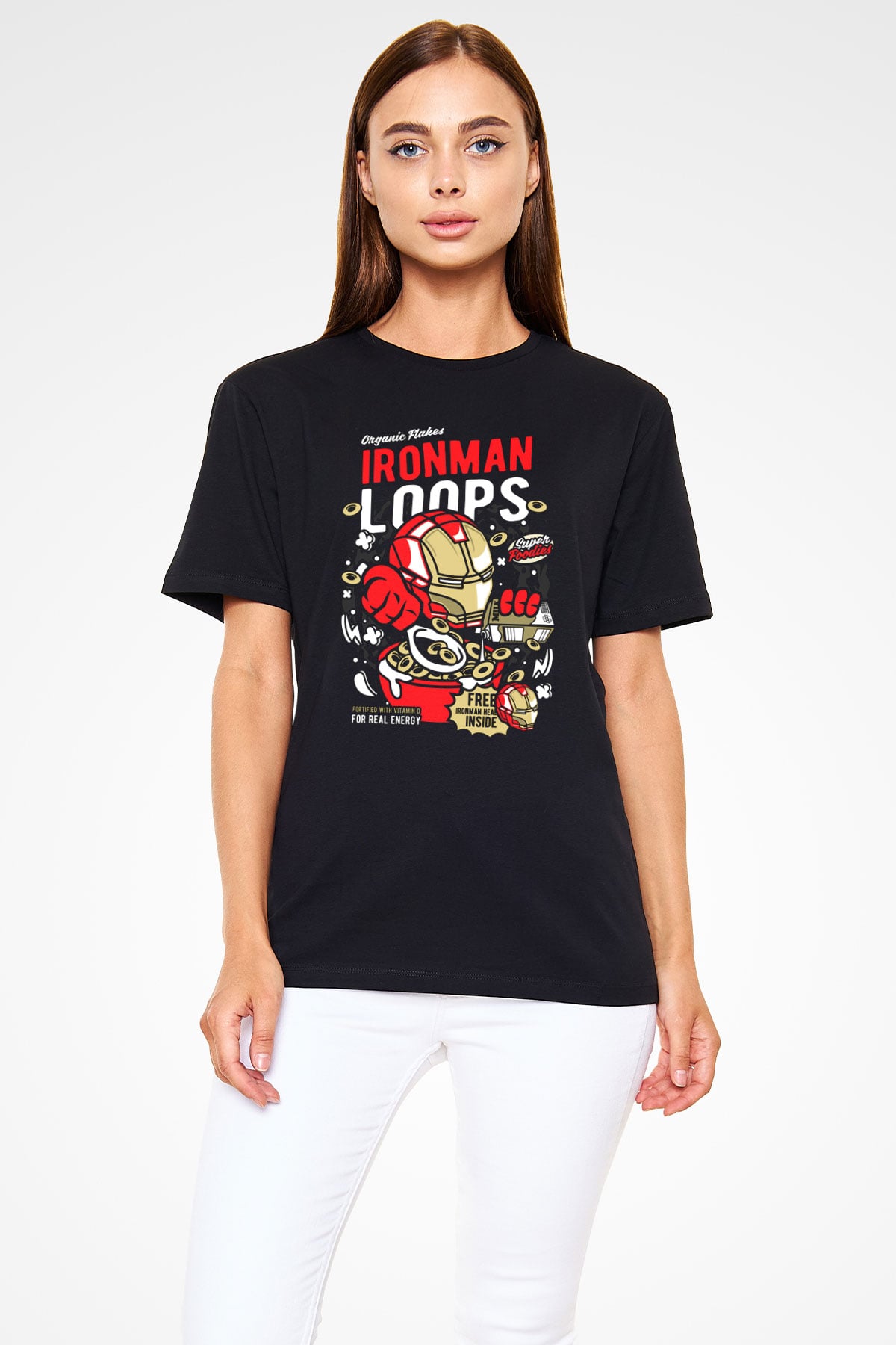 Iron Loops Baskılı Unisex Siyah Tişört