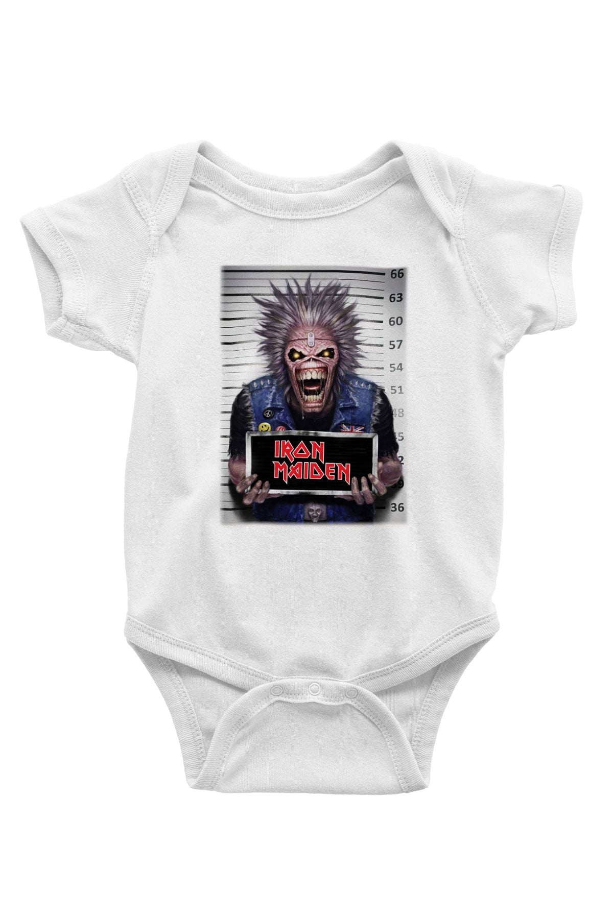 Iron Maiden Baskılı Beyaz Unisex Bebek Body - Zıbın