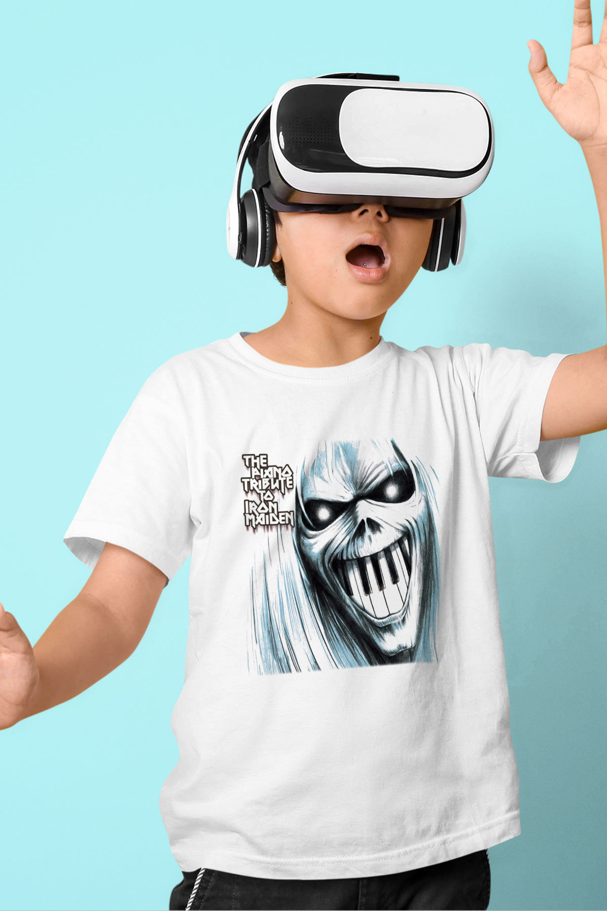 Iron Maiden Baskılı Beyaz Unisex Çocuk Tişört